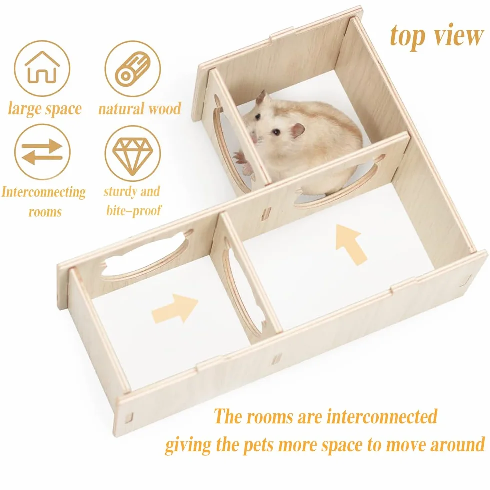 Maison d'angle pour Hamsters Maison en Bois pour Hamsters Cage pour Hamsters Cachette d'angle pour Gerbils-Chinchilla-cochons d'Inde Petits Animaux nichent