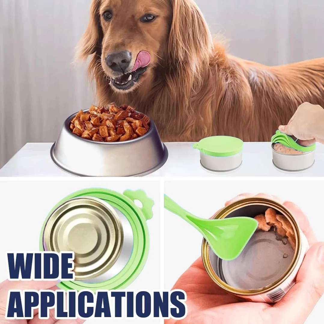 Couvercles En Silicone Pour Boîtes De Nourriture Pour Animaux, Lot De 2 Pièces Universel, Pour 3 Tailles Standard De Conserves Livré Avec Une Cuillère (Jaune, Verte)