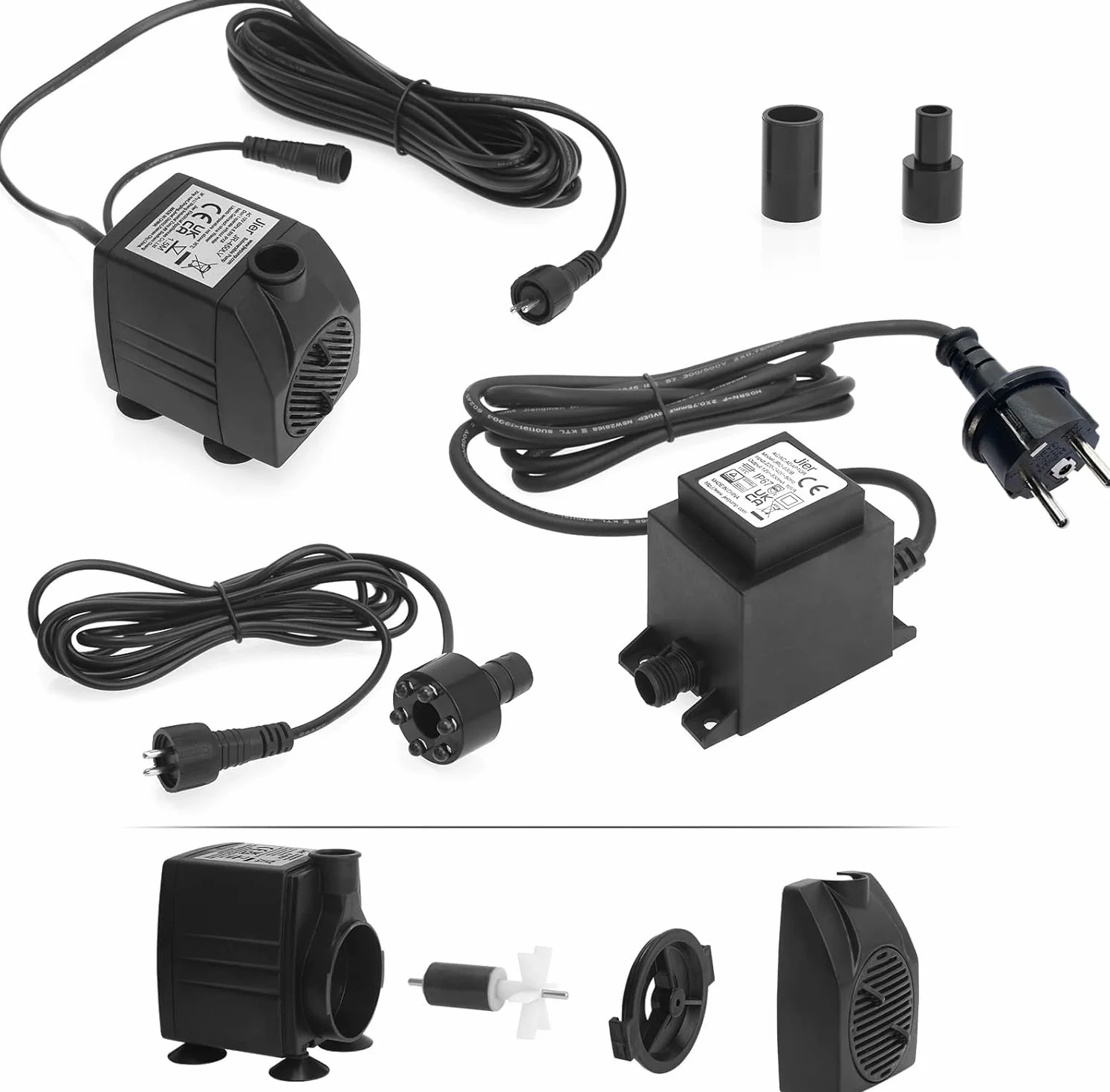 Pompe à Eau Submersible 12V AC 800L/H avec LED et Câble 10m pour Fontaine, Bassin, Jardin