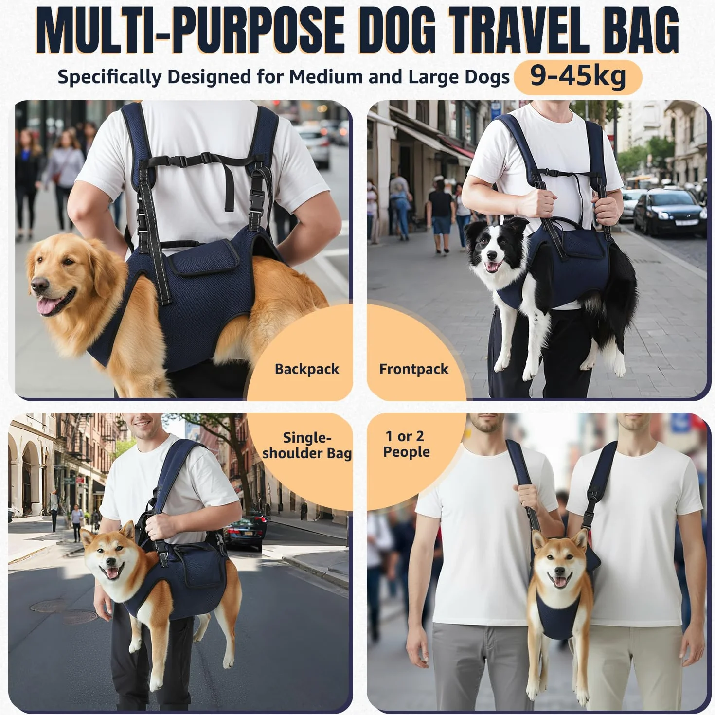 SlowTon Harnais de Levage pour Chien de Grande Taille - Porte-Chien à Corps Complet avec Sangles réglables et poignée de contrôle