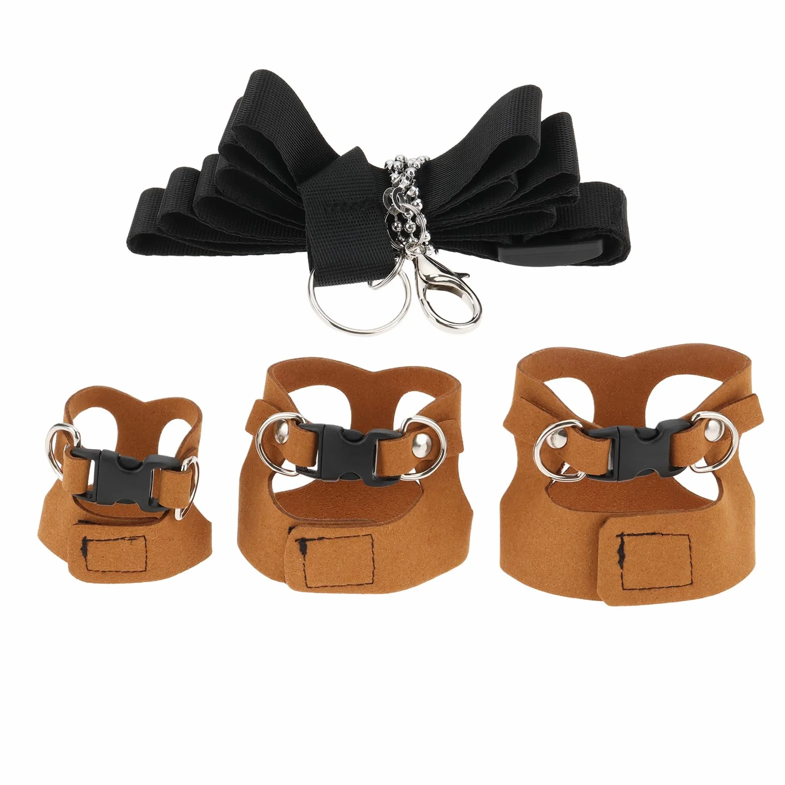 Ensemble Harnais Et Laisse Réglable pour Petits Animaux 3 Pièces pour écureuils Gerbilles Chinchillas Rats Marron S/M/L