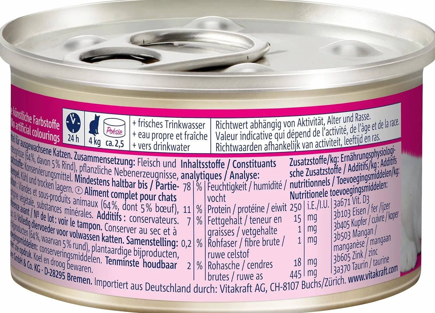 Vitakraft Poésie Mousse pâtée humide pour chats au bœuf sans céréales 12x85g