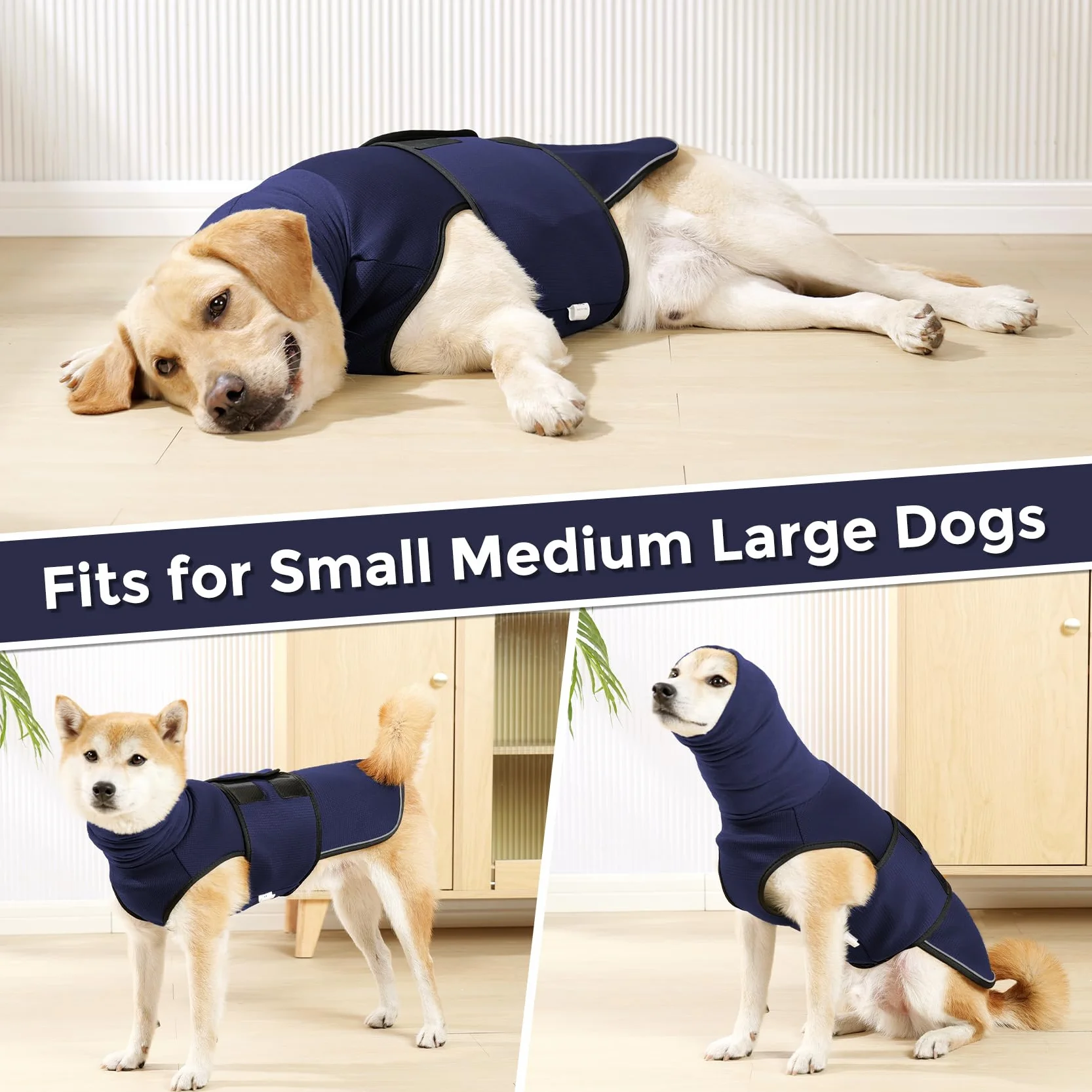 Dotoner Gilet Relaxant 2 en 1 pour Chiens, Manteau Anti-anxiété avec Snood et Bandes Réfléchissantes