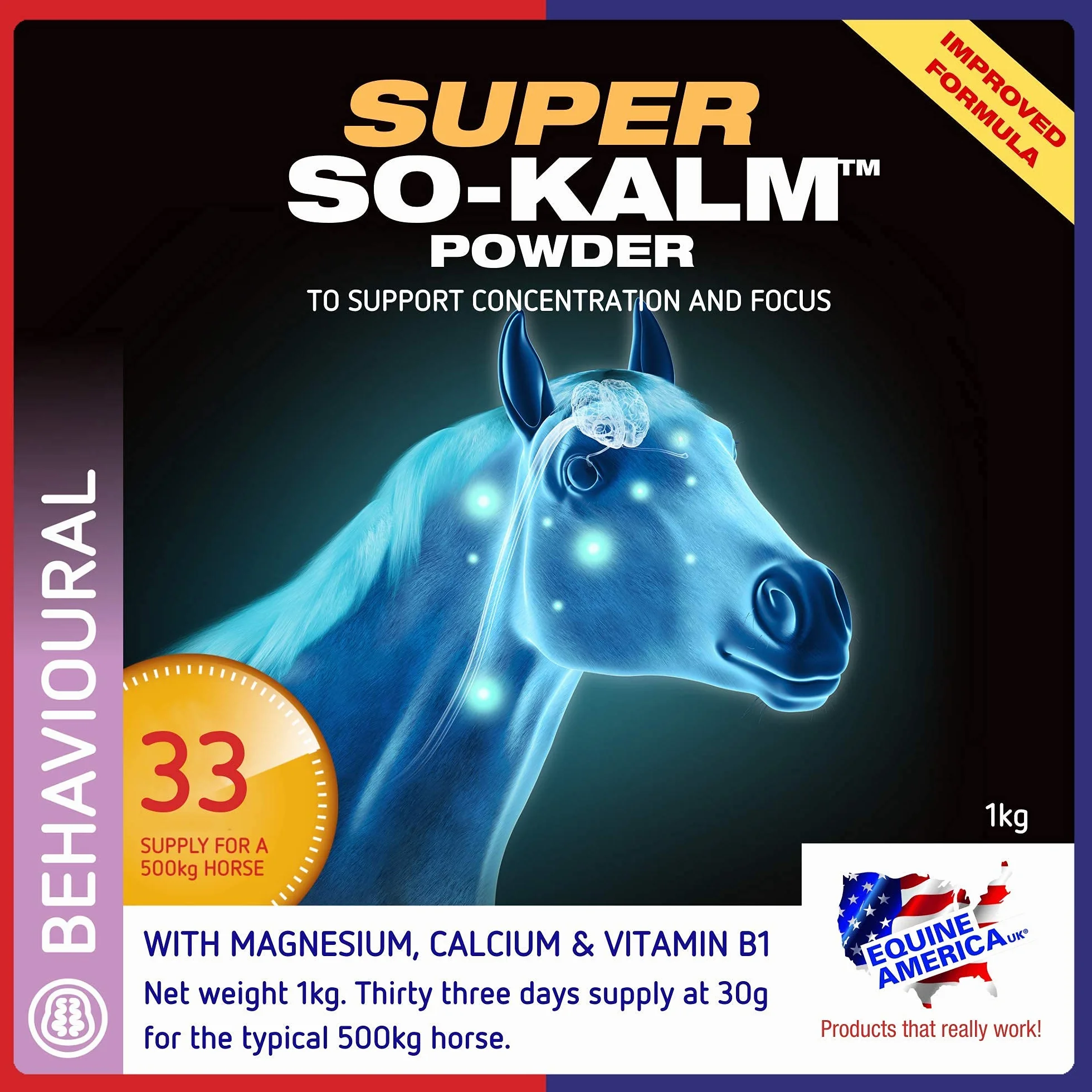 Pâte Super So KALM Equine America | Premium prêt pour l'utilisation du supplément Cheval & Poney | Soutenir la Concentration et la Concentration | 30 ML.
