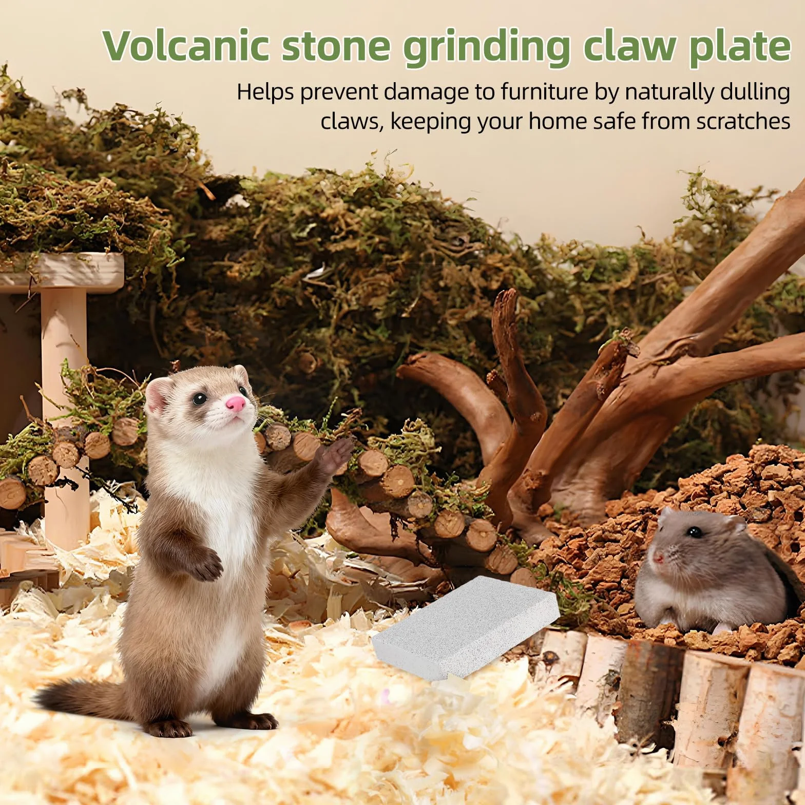TOYANDONA Griffe de lapin pierre volcanique naturelle pour rongeurs griffoir lapin hamster