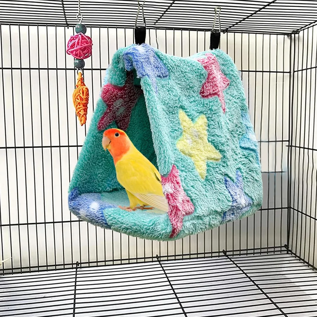 NHP Cage Perroquet,Nid Oiseau,Hamac pour Oiseaux,Nid pour Perruche,Pivoine Perroquet Nid Jouet pour Oiseaux,lit Suspendu pour Cage en Peluche,Nid d'oiseau,Tente,lit Chaud,Animal de Compagnie d'hiver