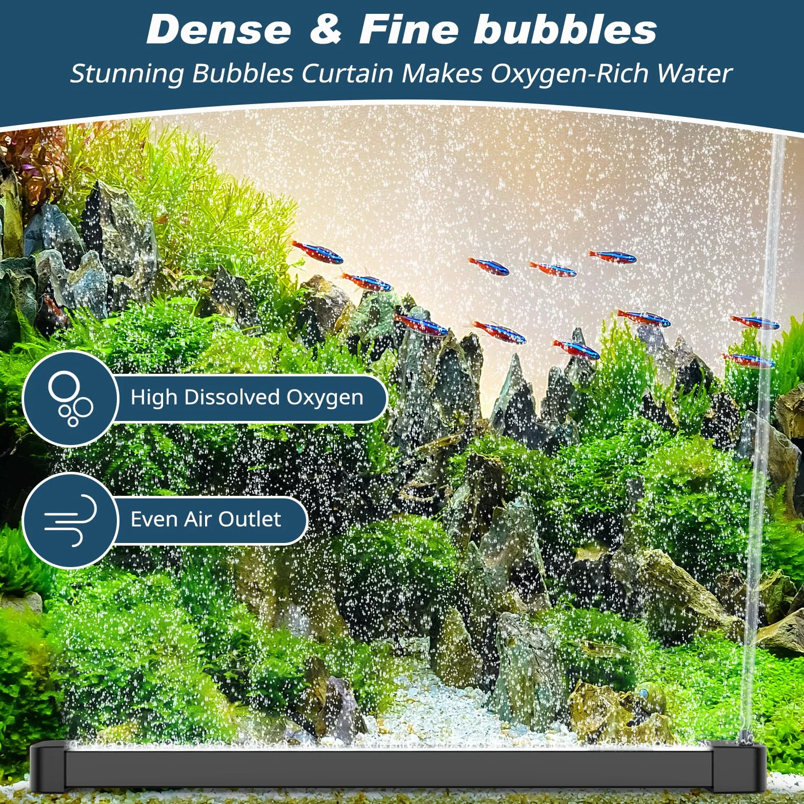 Hygger Pierre à Air pour Aquarium 25cm 2 Pièces, Bande de Bulles d'Oxygène, Diffuseur d'Air avec Tuyau pour Eau Douce et Salée