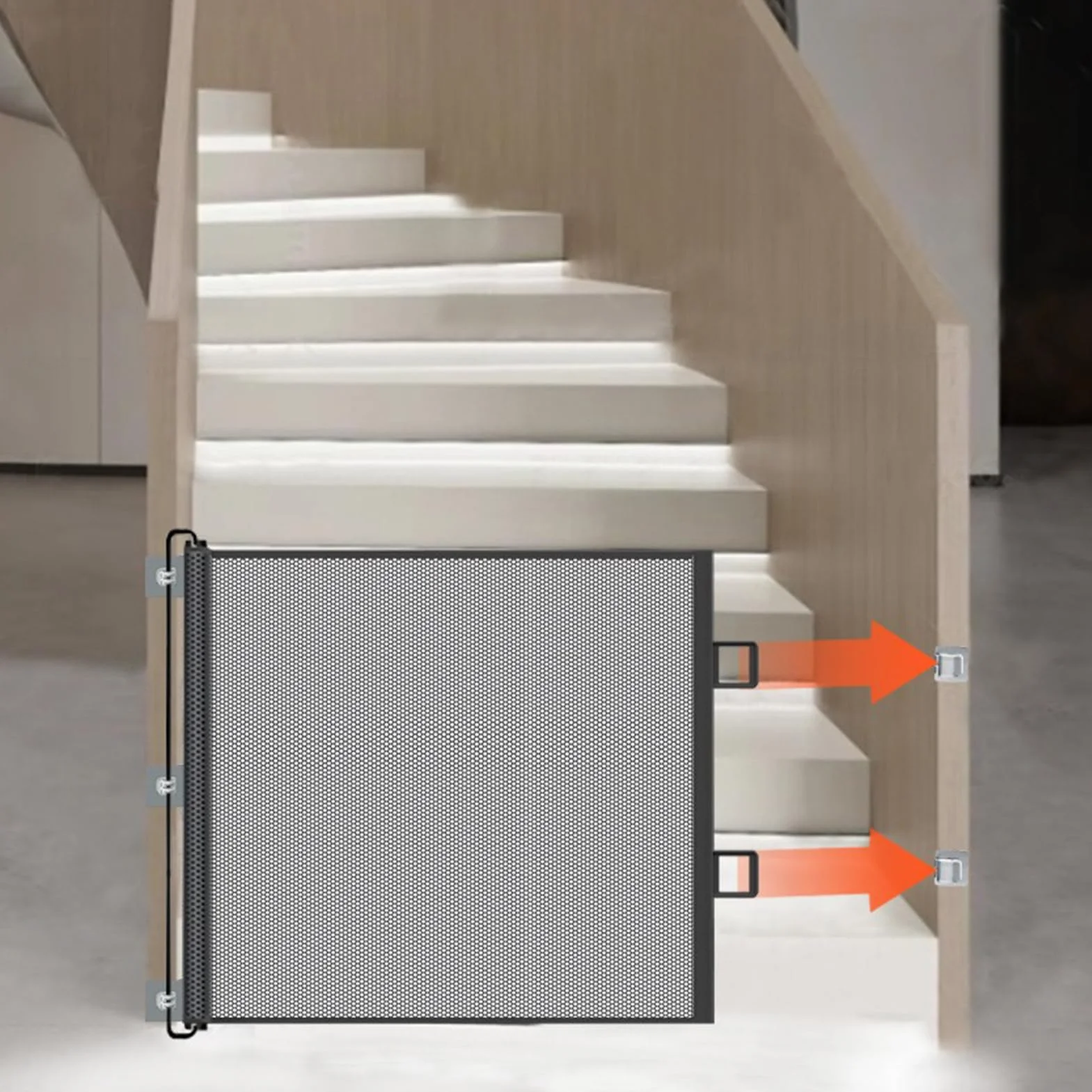 Barrière automatique pour animaux de compagnie - Porte rétractable avec filet de sécurité, installation rapide, design compact