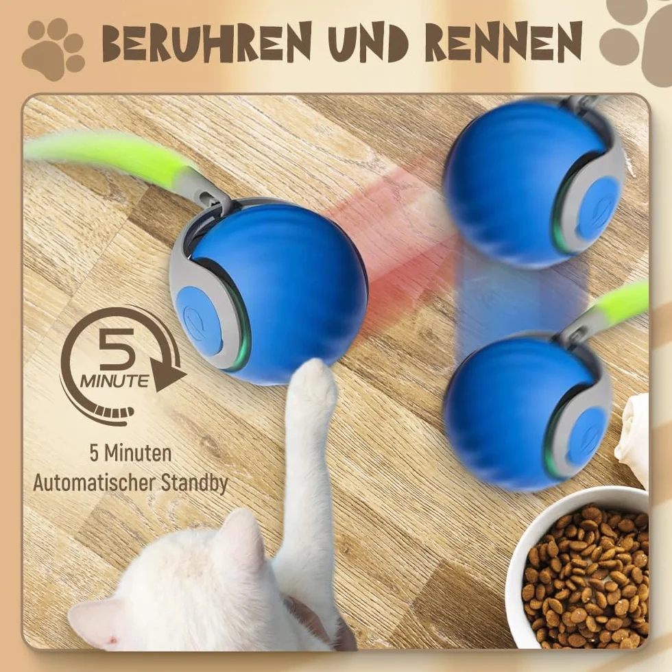 Catnat 2026 Jouet Interactif Speedy Tail pour Chat avec Queue en Peluche (Bleu)