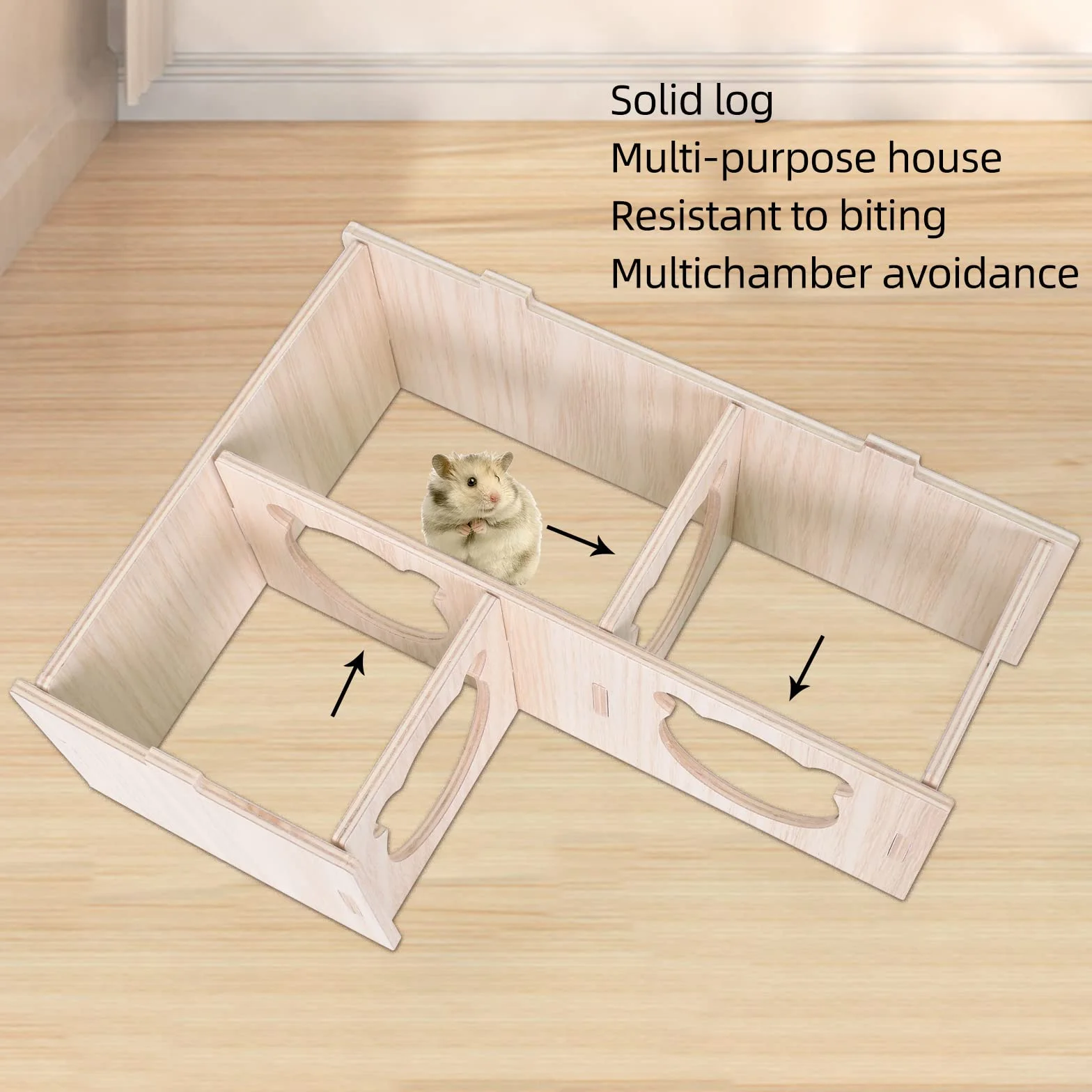 Maison en Bois pour Hamster, Hamster Maison d'angle en Bois, Maison Hamster, Maison Cochon d'Inde, pour Petits Animaux de Compagnie, Hamster Nain, Degus, Souris à Barbelés (22.5 * 17.8 * 8cm)