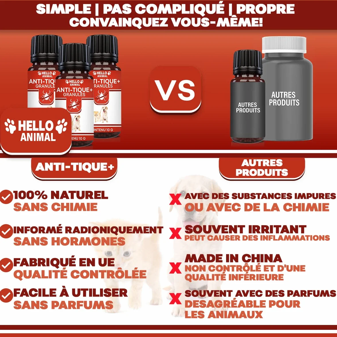 HelloAnimal Anti-Tique granules pour Chien et Chat Contre tiques 10g