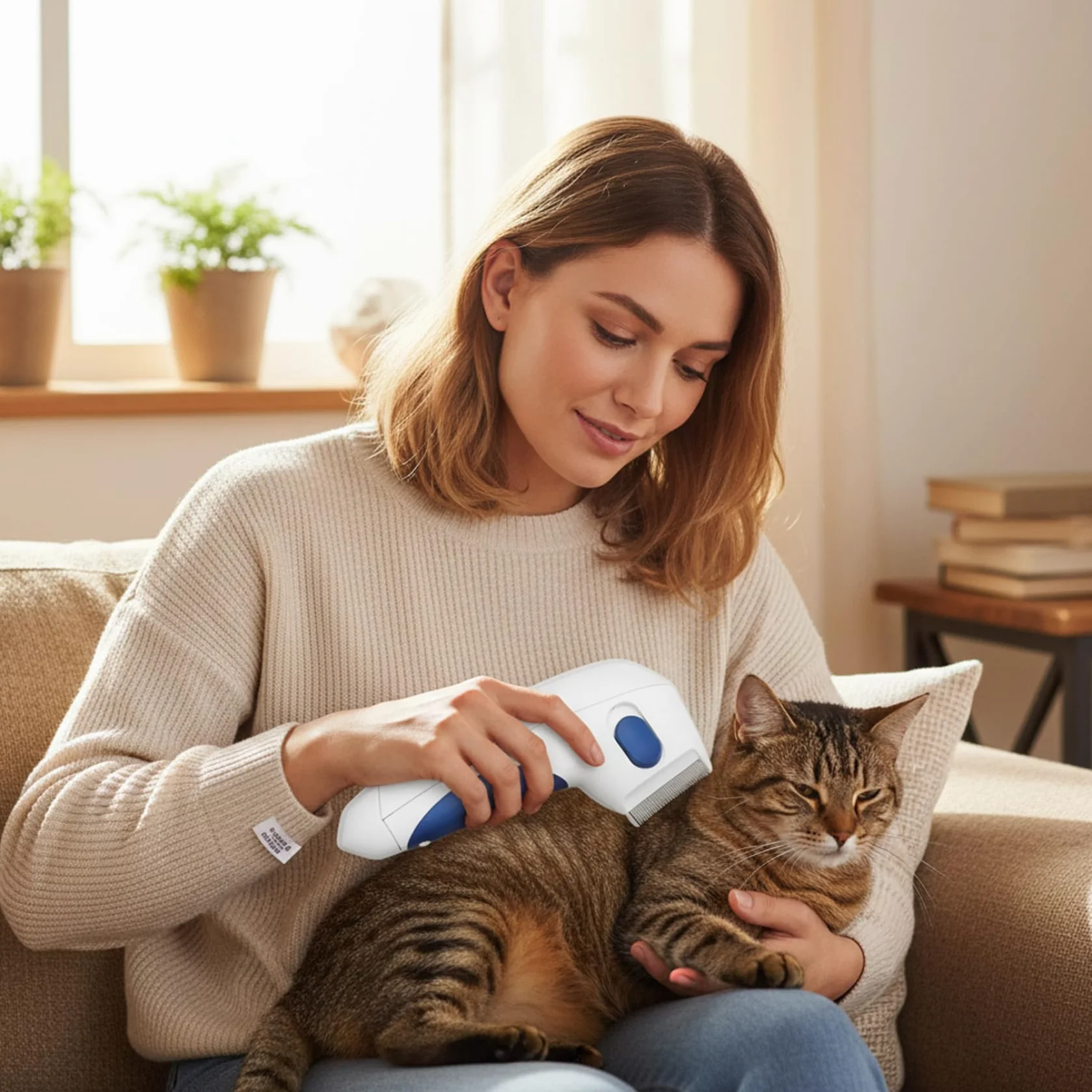 Peigne électrique anti-puces pour chats et chiens, brosse rechargeable