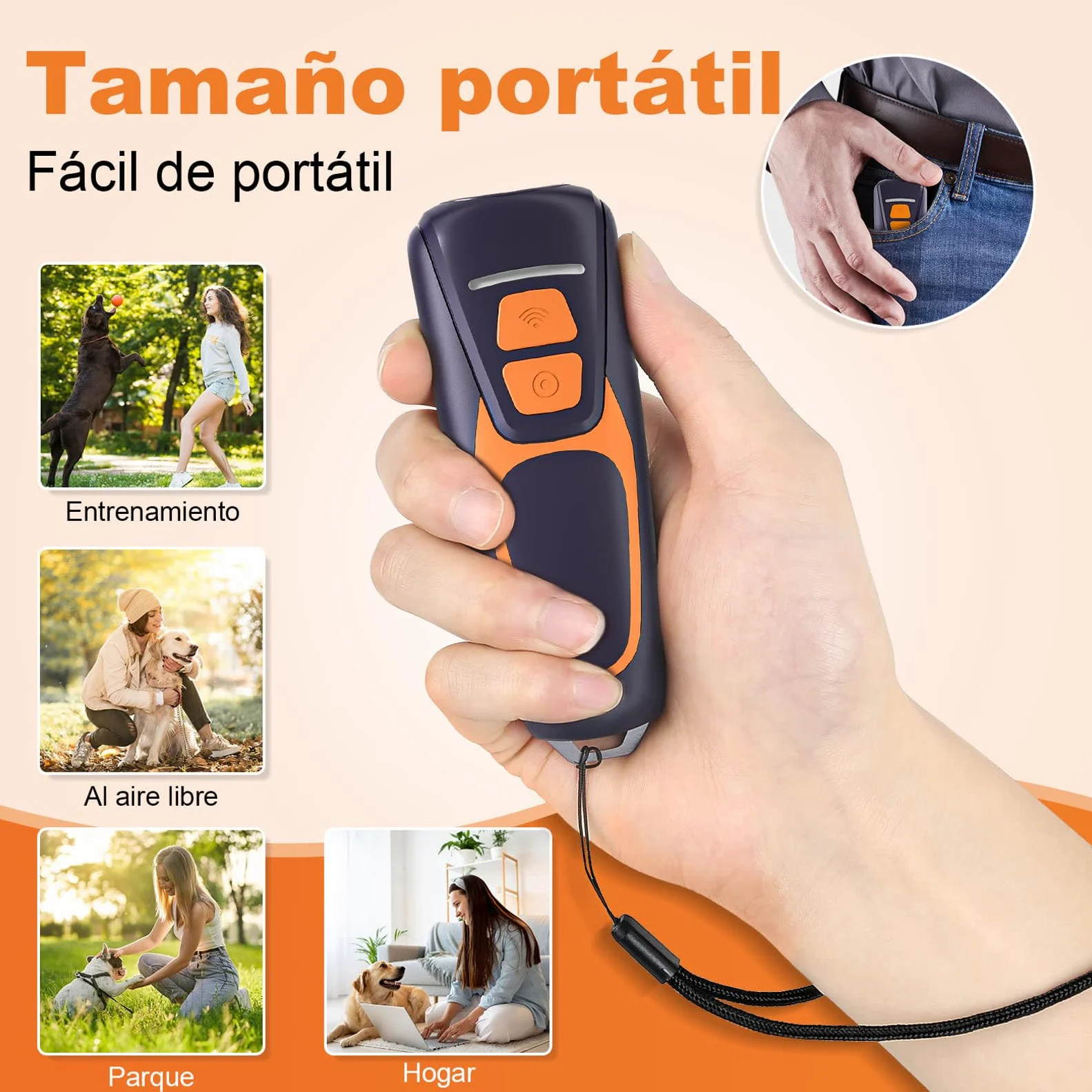 Antiladrides pour chiens à ultrasons Dispositif anti-aboiement pour chiens Répulsif Canin Portable Rechargeable 15 m Sûr et humain Anti-aboiement Intérieur Extérieur | 15 m portée double fréquence USB rechargeable jusqu'à 60 jours portable dragonne intéri