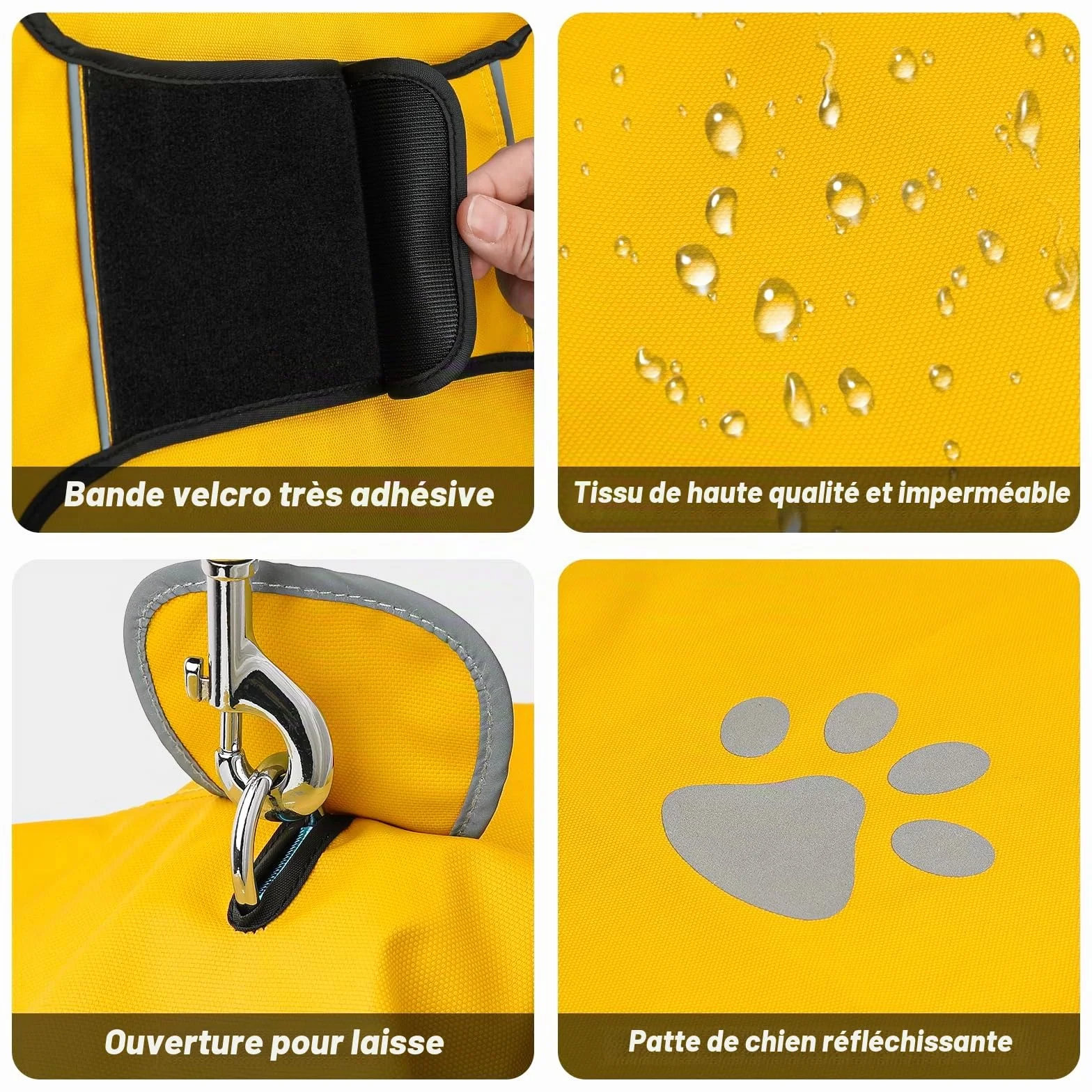 Manteaux Imperméables pour Chiens avec Capuchon et Réfléchissantes - Poncho de Pluie Taille XL