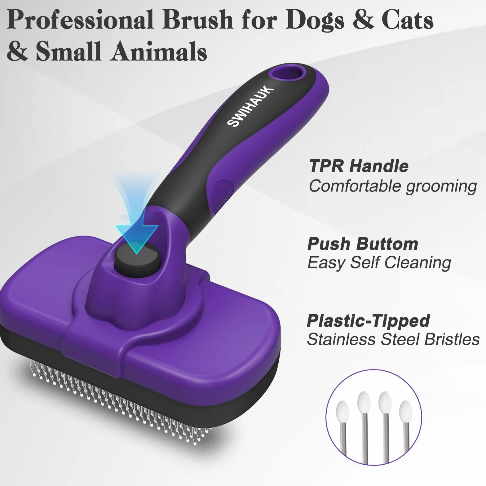 Brosse lissante autonettoyante pour chiens et chats toilettage doux anti-perte anti-épilation