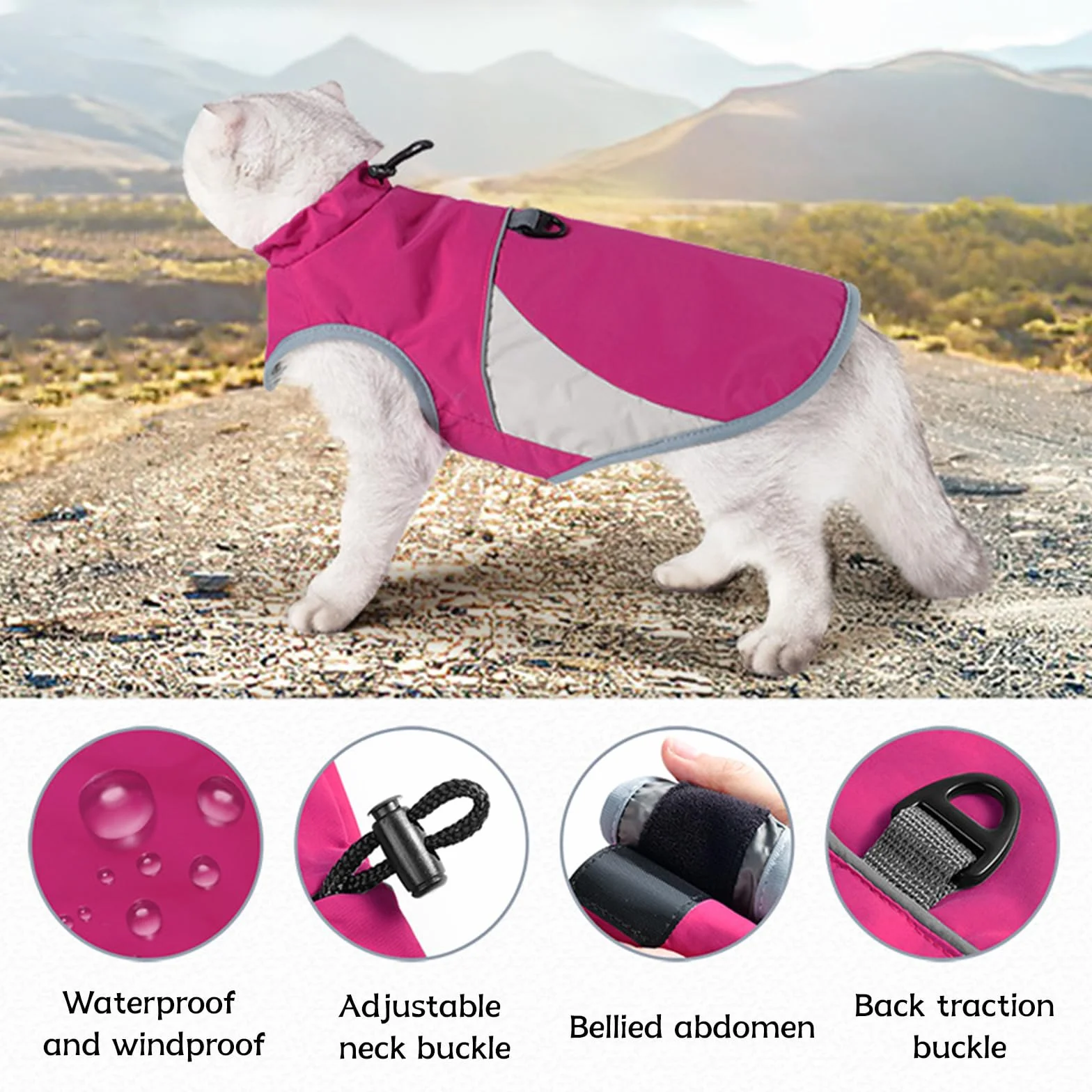 Manteau d'hiver pour Chat Coupe-Vent Chaud Pull-Over Gris S