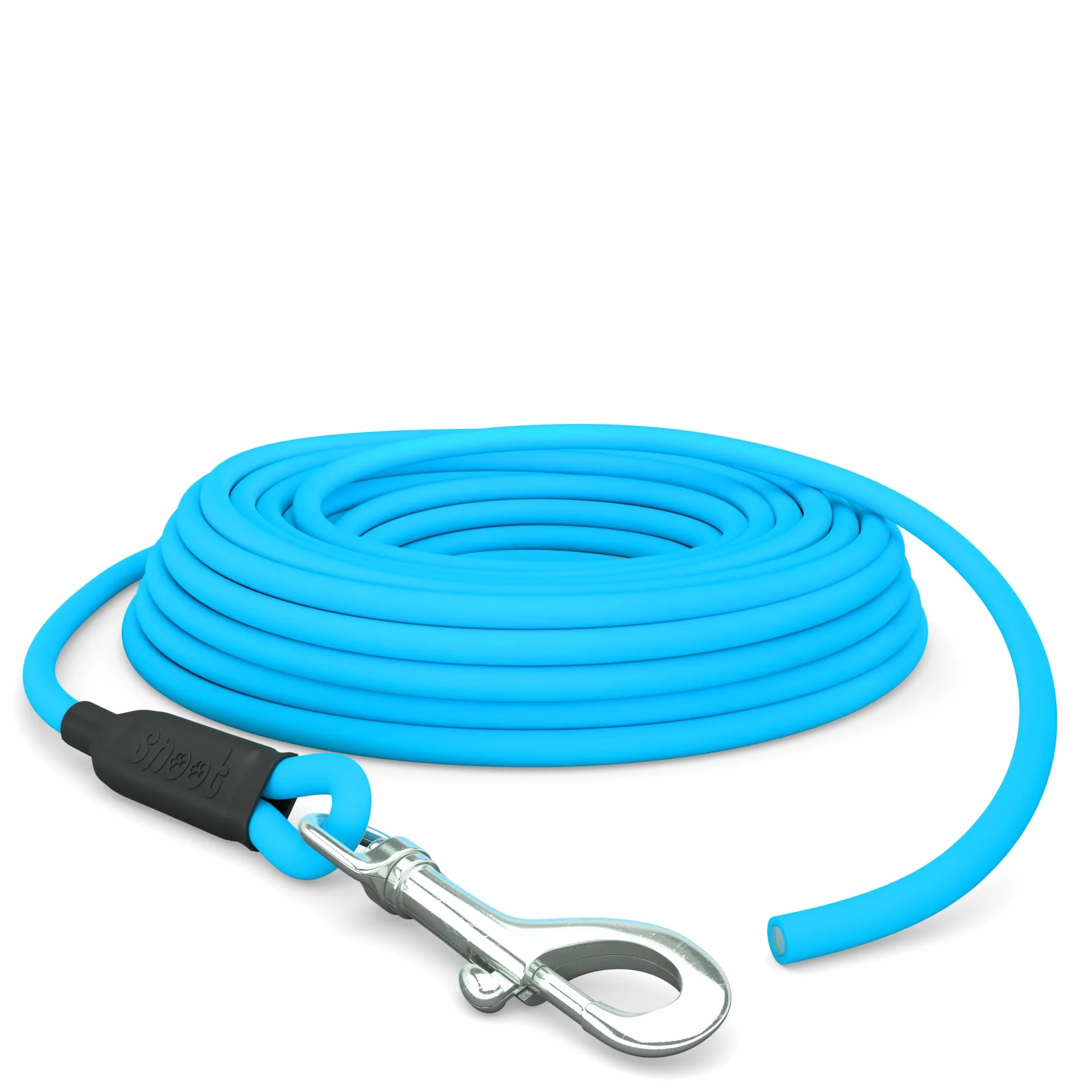 Laisse pour Chien 10 m Étanche Ronde sans Boucle Cyan Bleu 35 kg