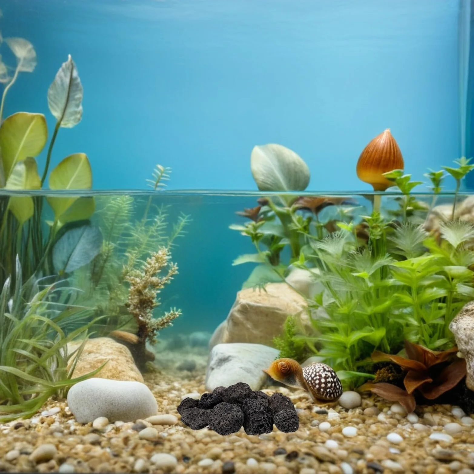 Roches Volcaniques Noires pour Aquarium - Décoration Pierre Volcanique Plantes en Pot