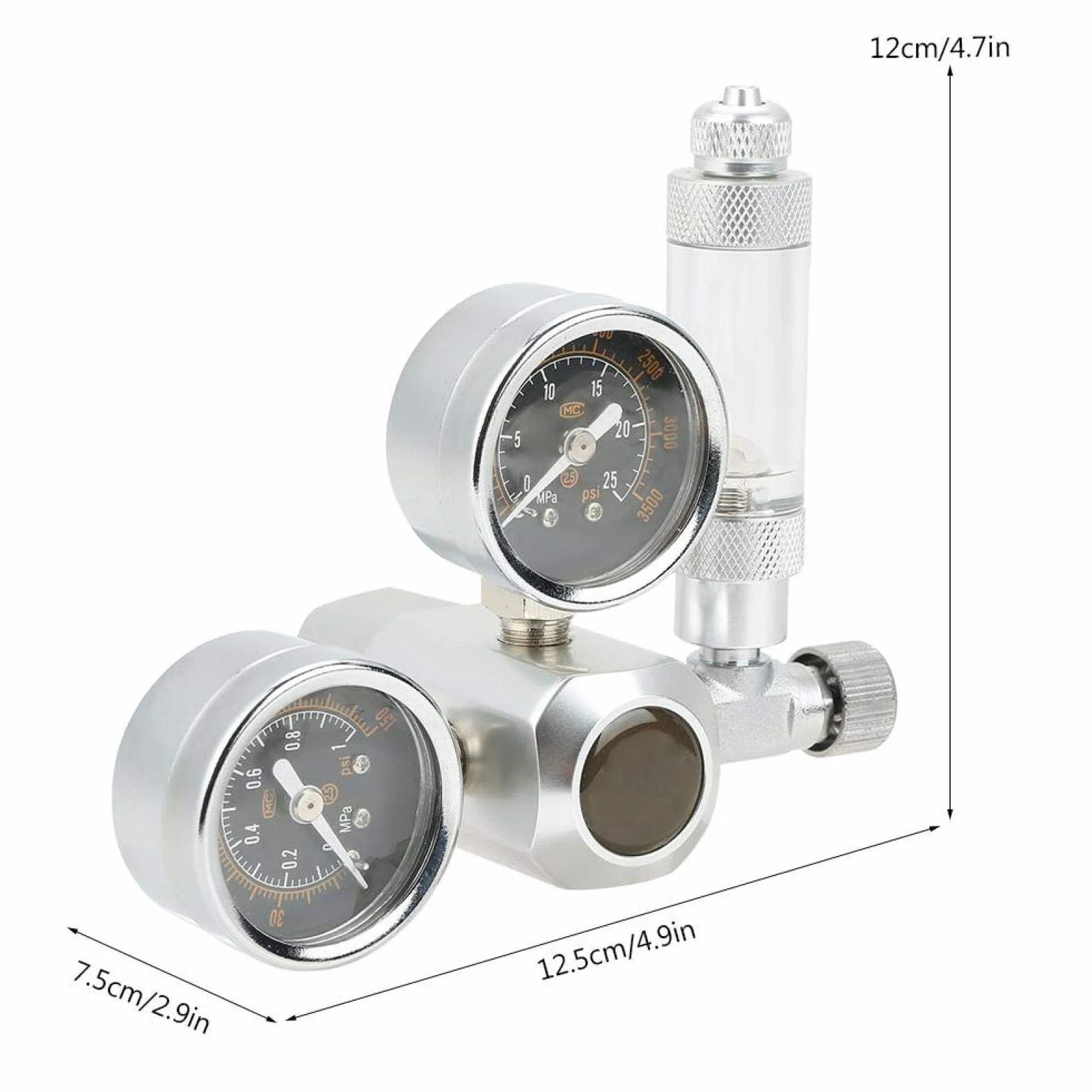Distributeur de CO2 pour Aquarium avec Régulateur Pression Réglable Double Affichage, Compteur de Bulles et Clapet Interface w21.8
