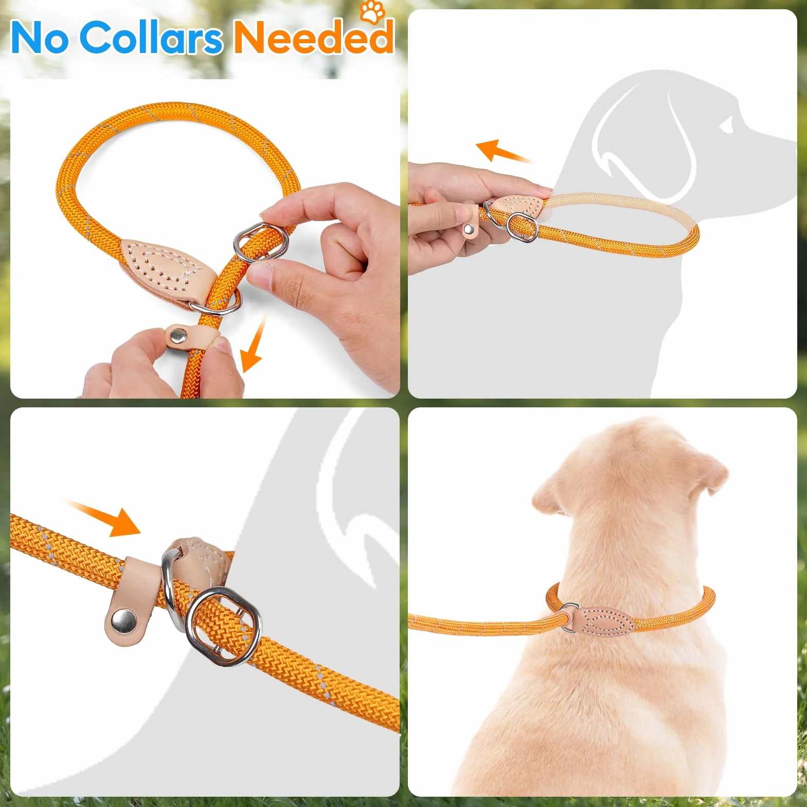 Grand Line Laisse Lasso pour Chien 150 cm Coulissante Dressage Frein Réfléchissant Etrangleur Chiot Petits Moyens Grands Chiens 14mm Rouge