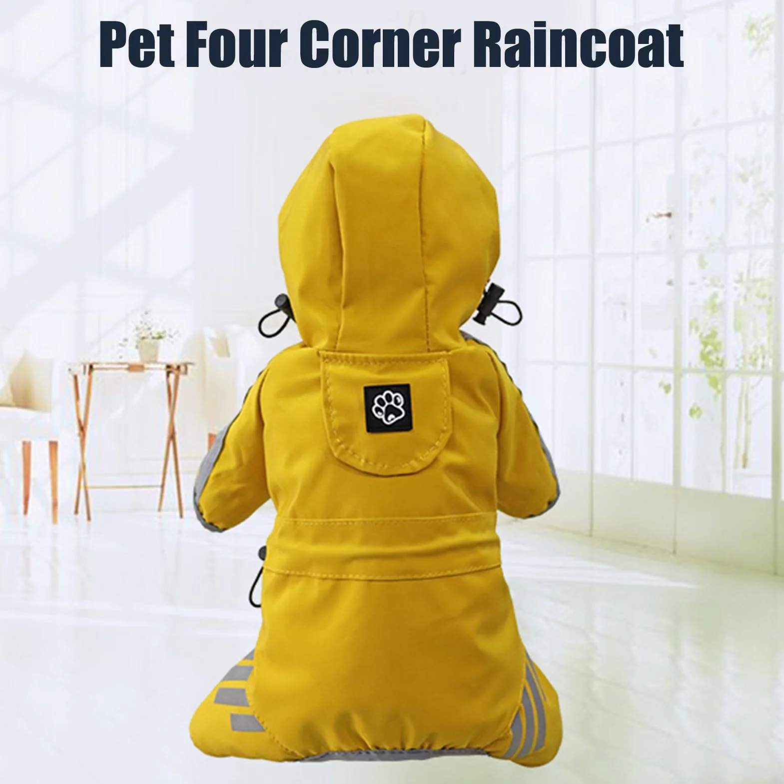 Manteau de pluie imperméable réfléchissant pour chien avec bandes réfléchissantes à quatre pattes