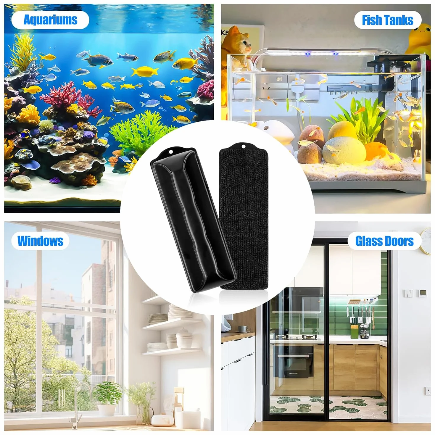 Nettoyeur de vitre magnétique pour aquarium Verre Brosse ≤10 mm