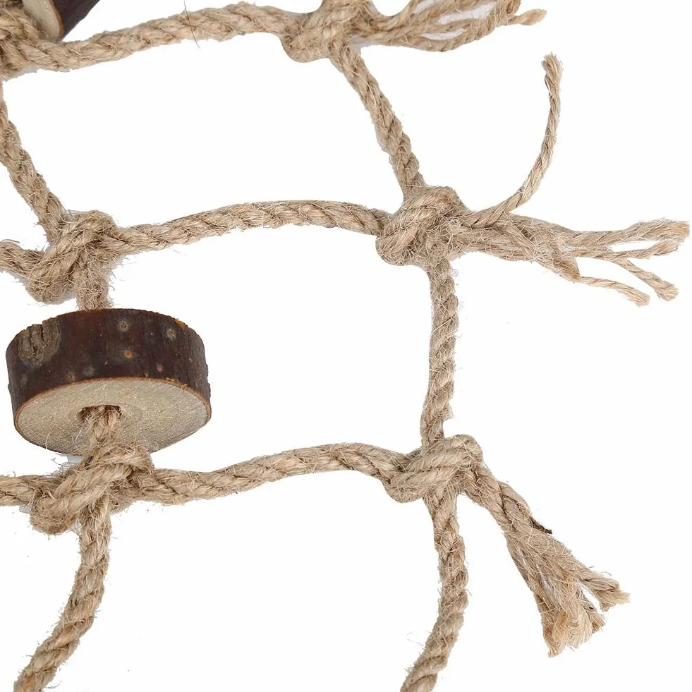 Bird Swings Hamac avec Échelle en Bois 2 Crochets Corde Tissée pour Perroquets