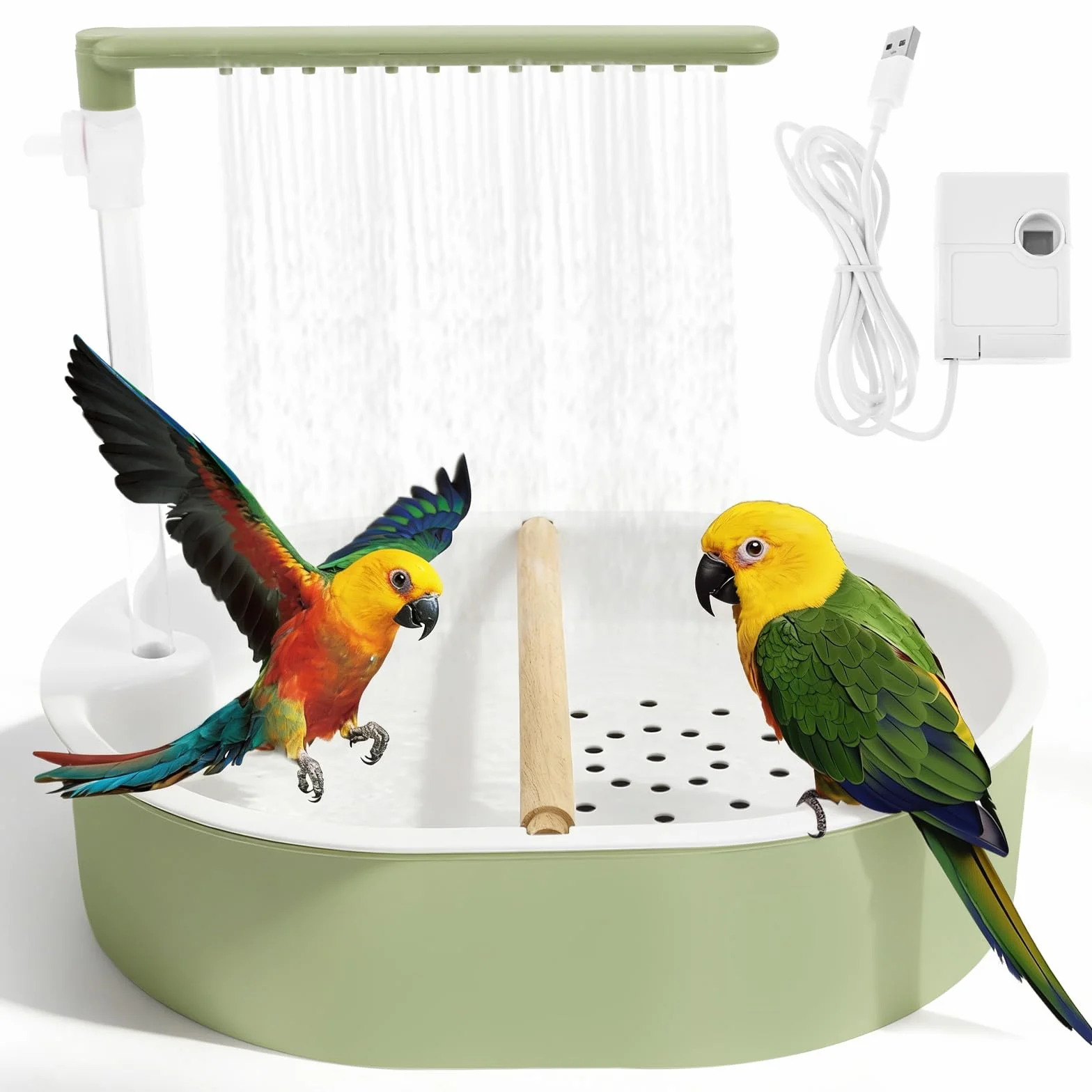 Baignoire automatique pour oiseaux avec débit d'eau réglable, abreuvoir USB 26 sorties
