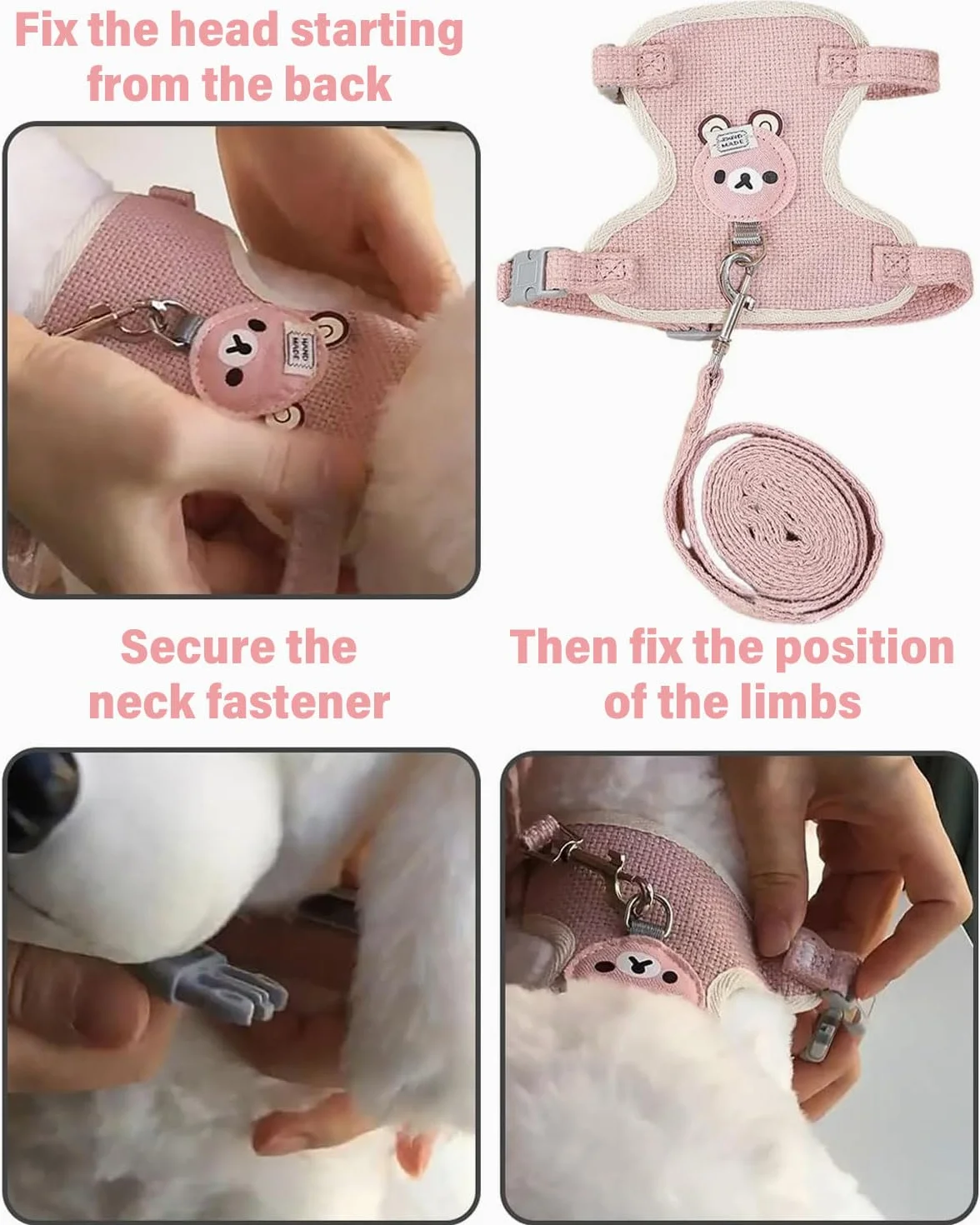 Harnais pour lapin réglable respirant laisse petits animaux S