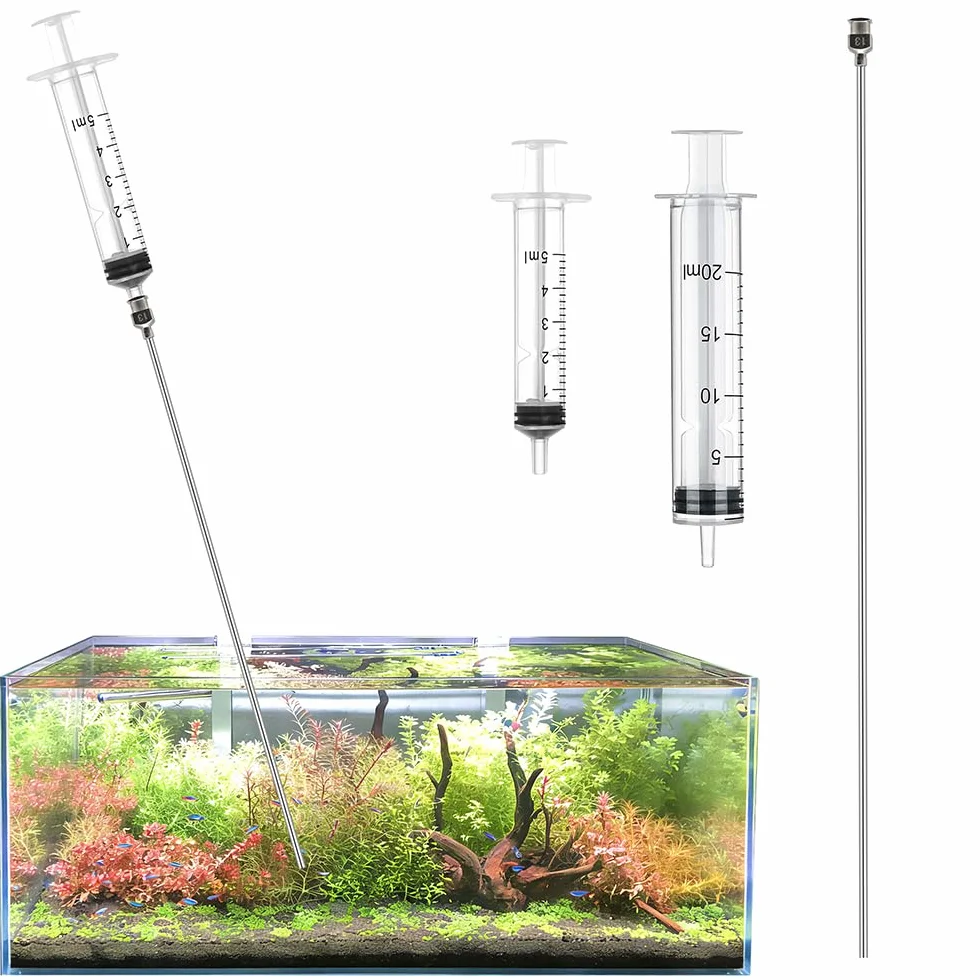LINLAN Aquarium 40cm Acier Inoxydable Kit Aiguilles Longues avec Seringues 5ML 20ML Fertilisation Élimination Algues