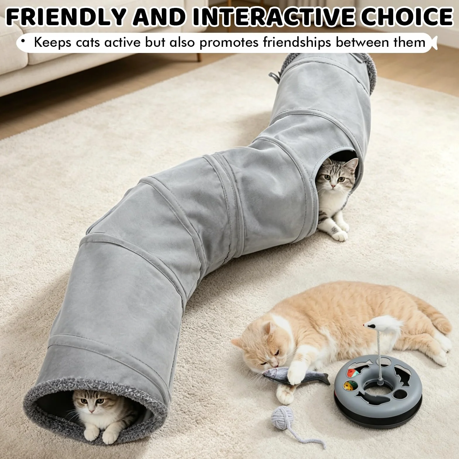 XIAPIA Tunnel pour Chat Pliable, Jouet Interactif pour Chaton et Chiot, Tunel Chat Jeu avec Balle, Tunnel Lapin, Cobaye, Furet, pour Exercice en Intérieure et Extérieure pour Chaton