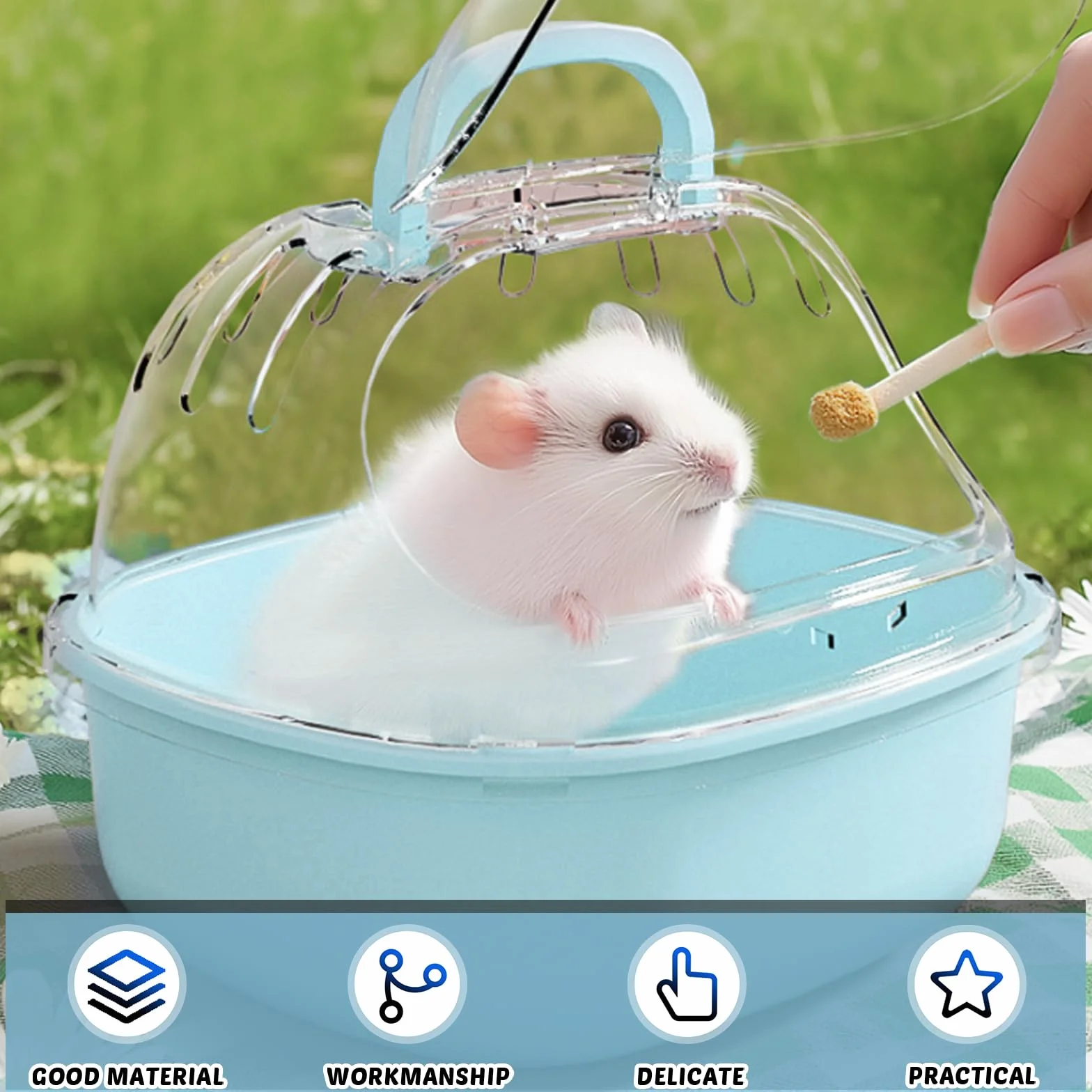 Transportbox Hamster avec bouteille d'eau 20x18x19 cm portable cage de transport pour petits animaux