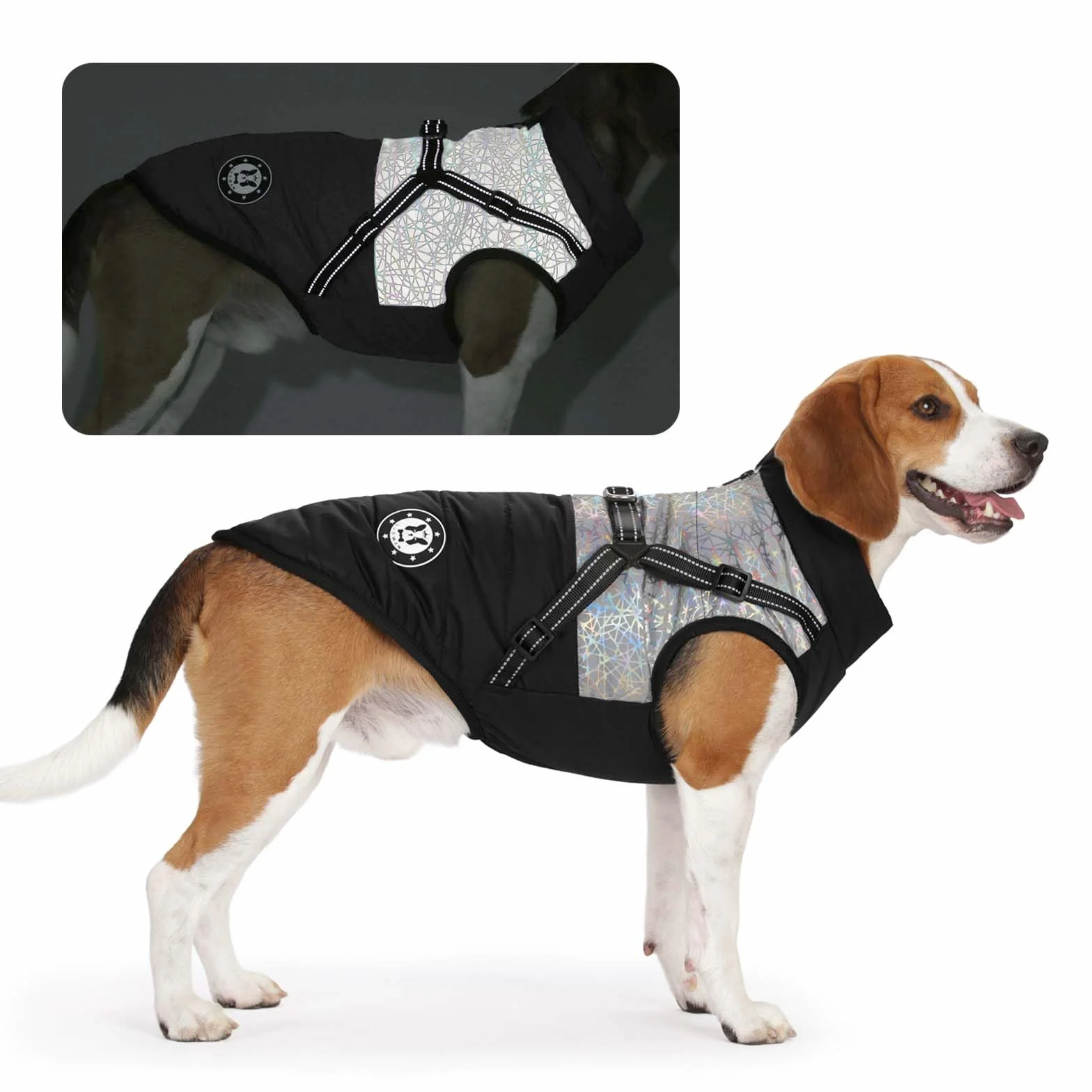 Manteau Chien Hiver Imperméable avec Harnais, Lavable en Machine Bandes Réfléchissantes