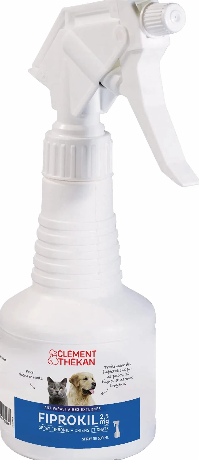 Clément Thékan Fiprokil Spray 500 ML Traitement puces tiques poux chats chiens