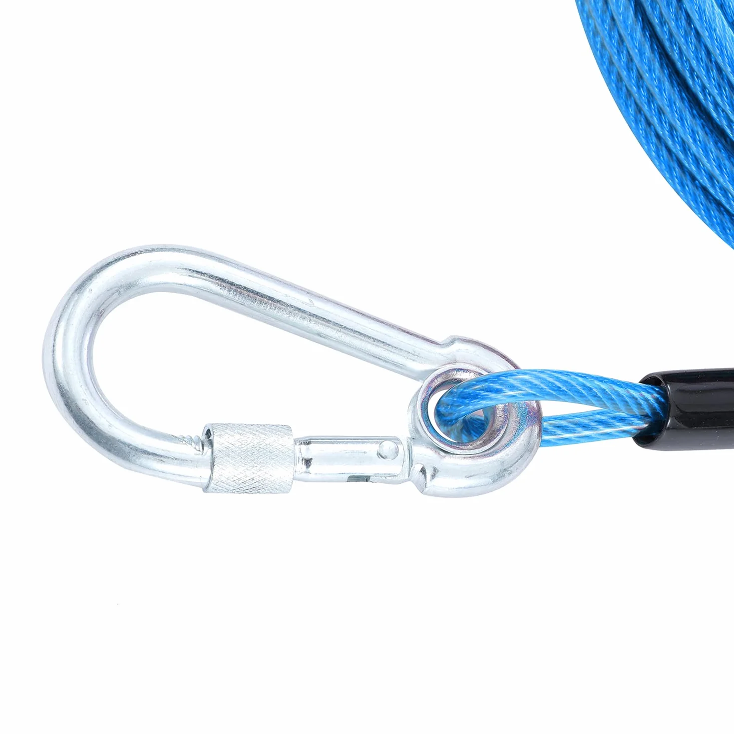 TOPWAY Câble d'attache pour Chien 10m et Piquet en Spirale de 42cm, Chien Cravate Câble pour Le Camping en Plein Air, Bleu + Rouge