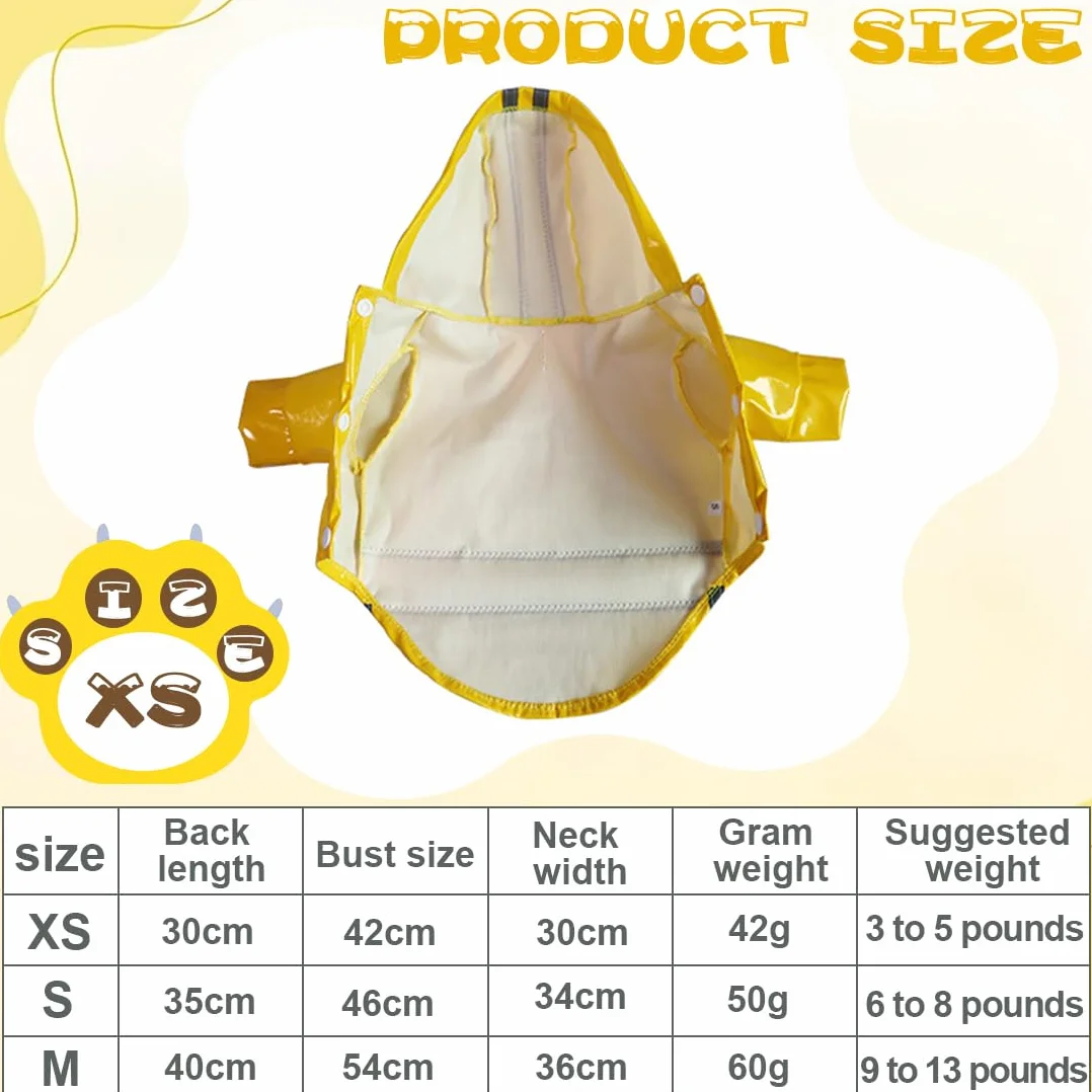 Manteau de Pluie Réfléchissant Imperméable pour Chien avec Capuche, Poncho Léger et Aéré pour Petites et Moyennes Races, Jaune (1.5-2.5 kg)