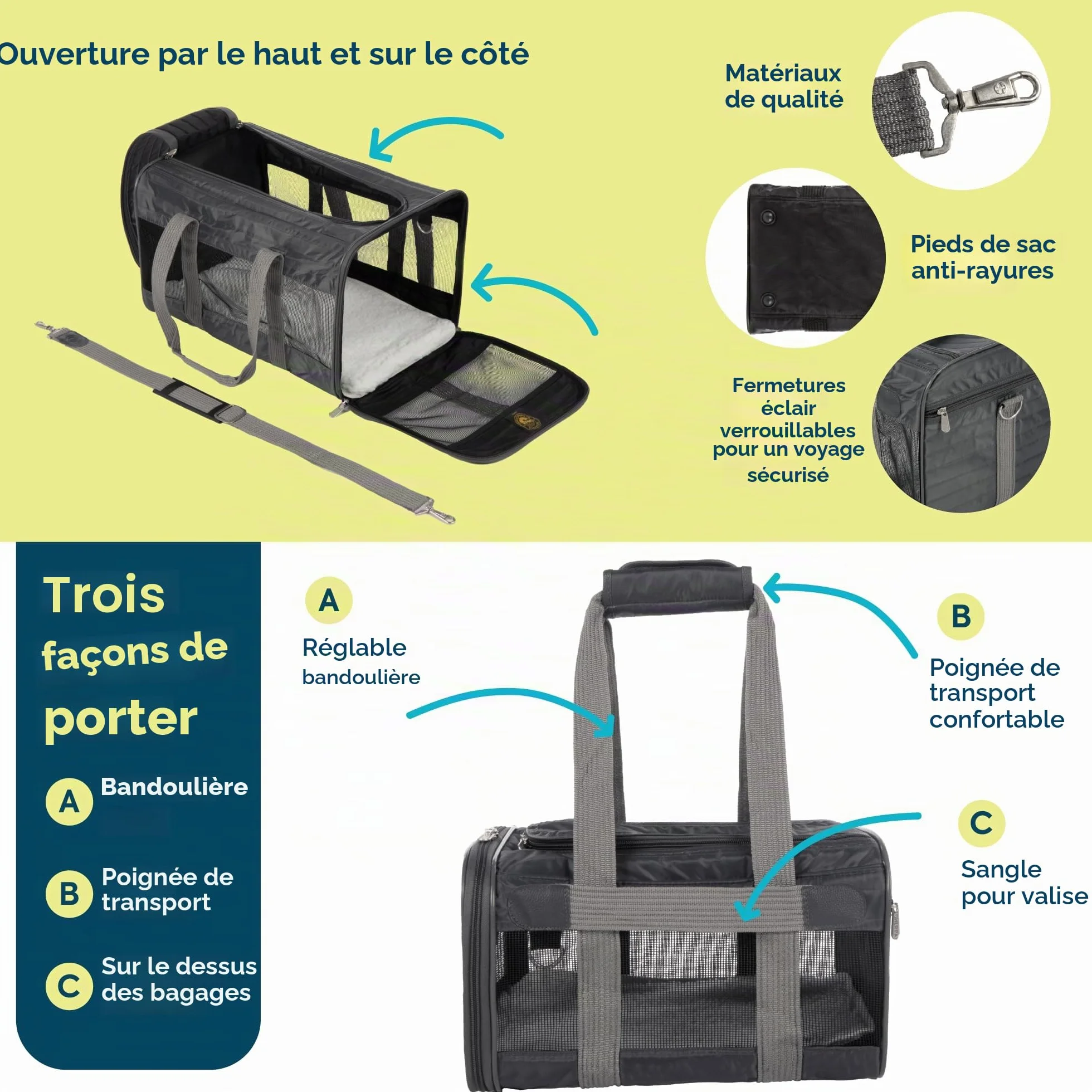 Sherpa Original Deluxe Sac de Transport pour Animal de Compagnie approuvé par Les compagnies aériennes Gris Anthracite Taille M