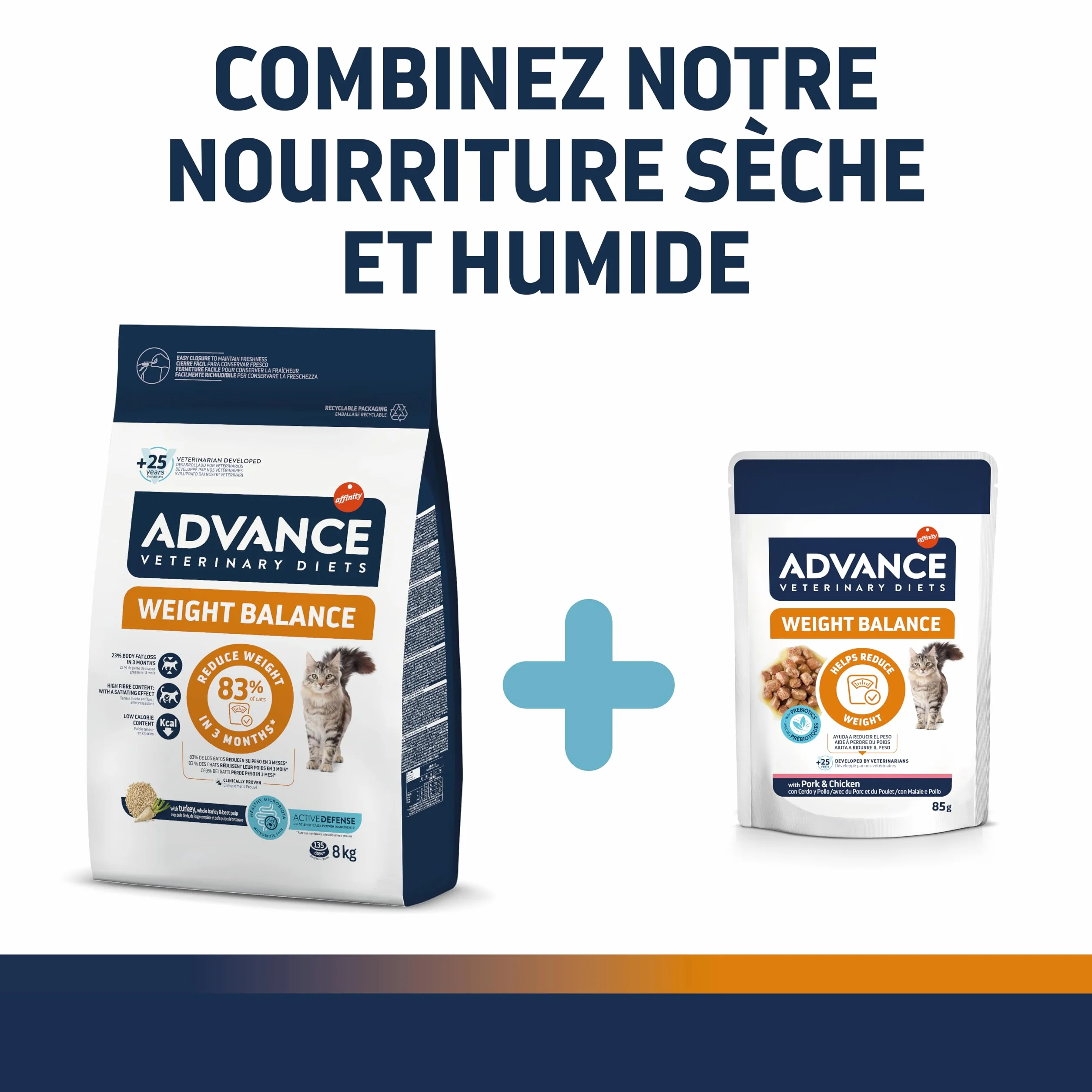 Advance Veterinary Diets Weight Balance Croquettes pour Chats 8 kg