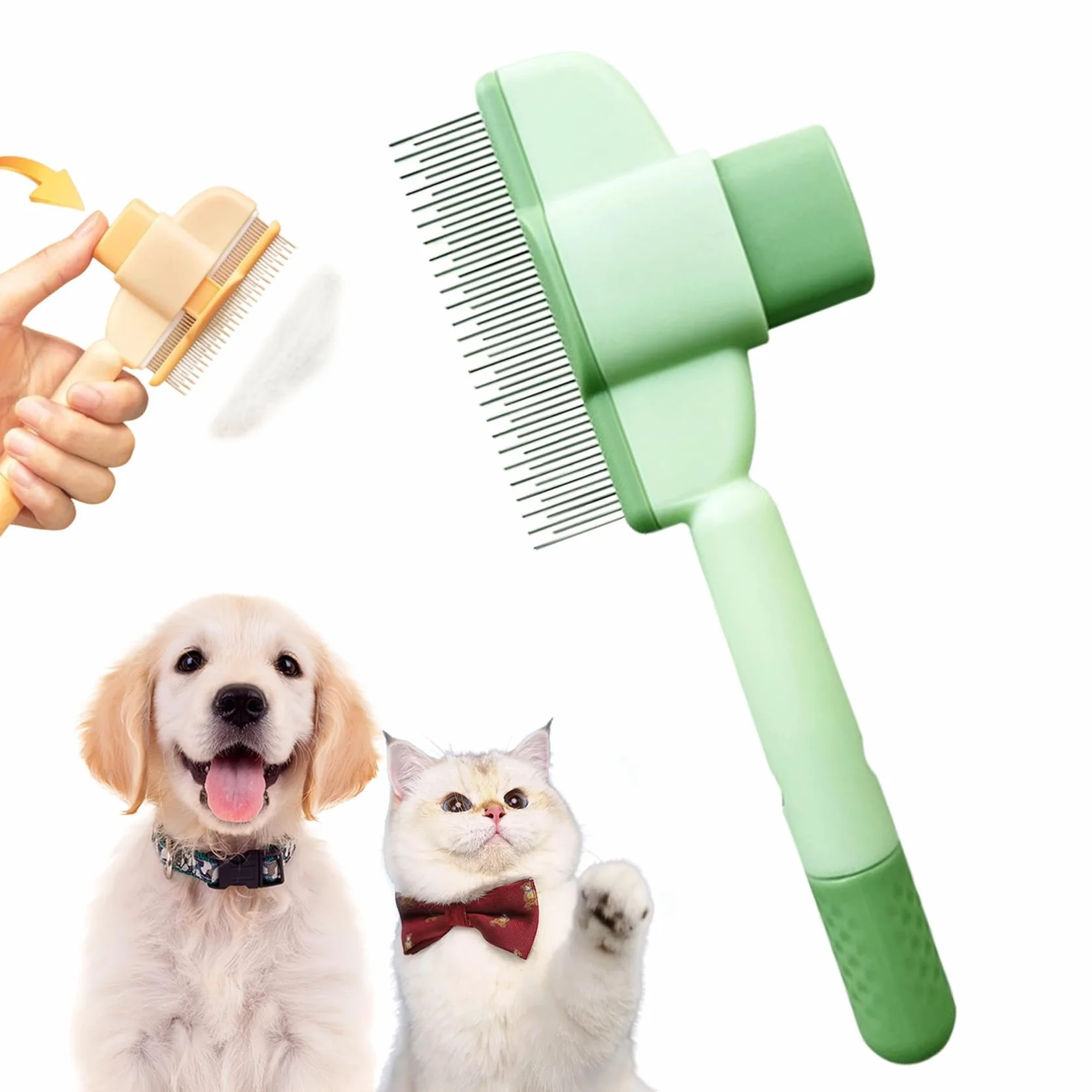 Brosse Activ Pet Attrape'poils Anti Poils Pour Chats Chiens Élimine 95% Poils Morts Toilettage Doux Tous Types Pelage Vert