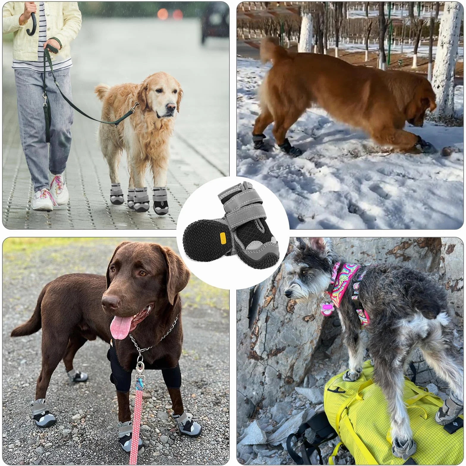 Bottes pour Chien Bottes Pours Chien Respirantes avec Griffes antidérapantes Botte pour Chiens réfléchissantes pour la Neige et la randonnée (8)