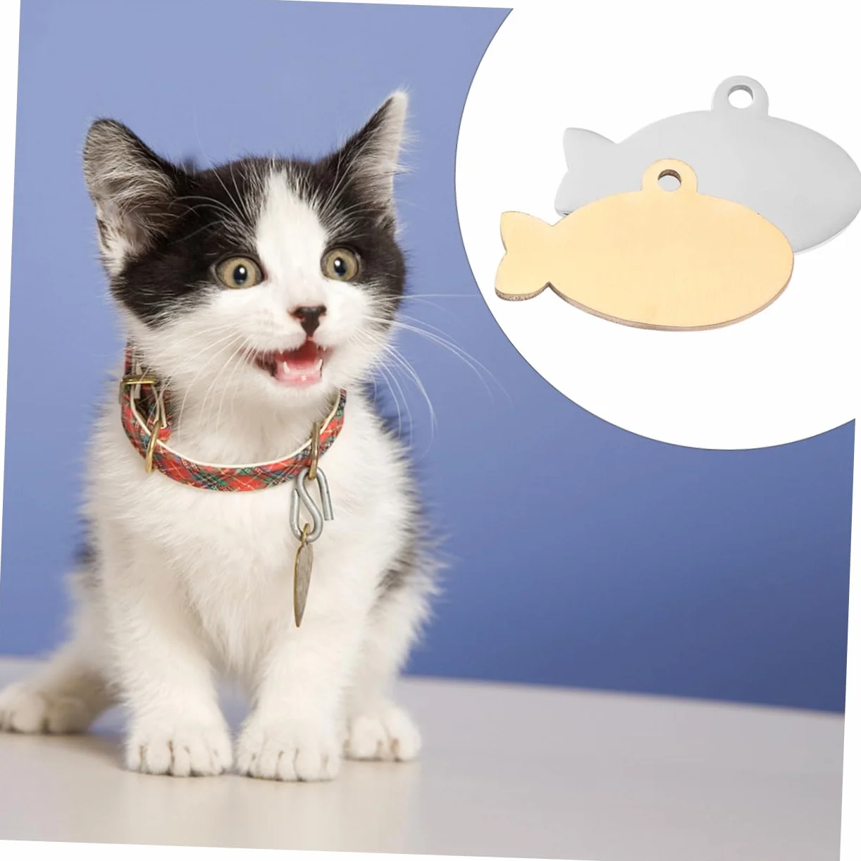 YARNOW Médaille Personnalisée pour Chat et Chien Breloque Forme Poisson Collier Gravure Anneau Sécurité
