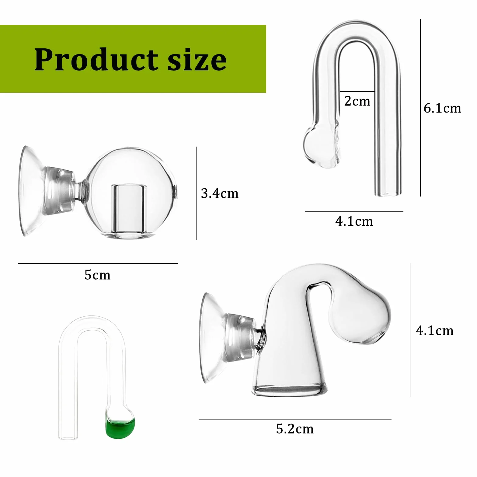 Drop Checker CO2 3 Pièces avec Ventouse Testeur CO2 pour Aquarium d'Eau Douce