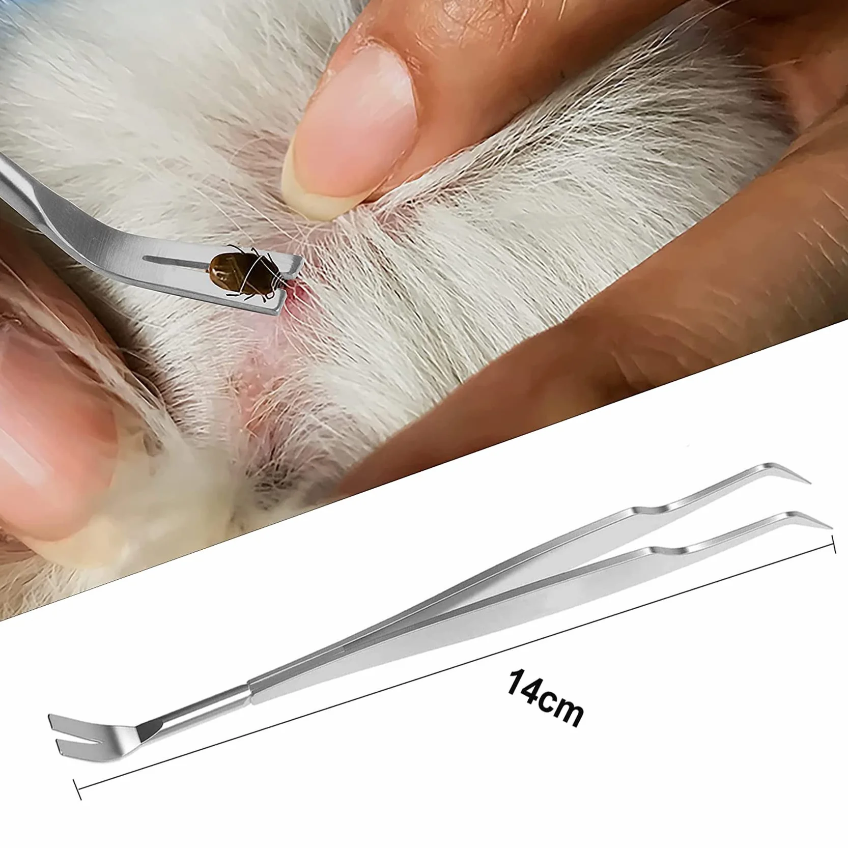 Pince à Tiques 2 en 1 Acier Inoxydable Professionnel avec Étui pour Humains Chiens Chats