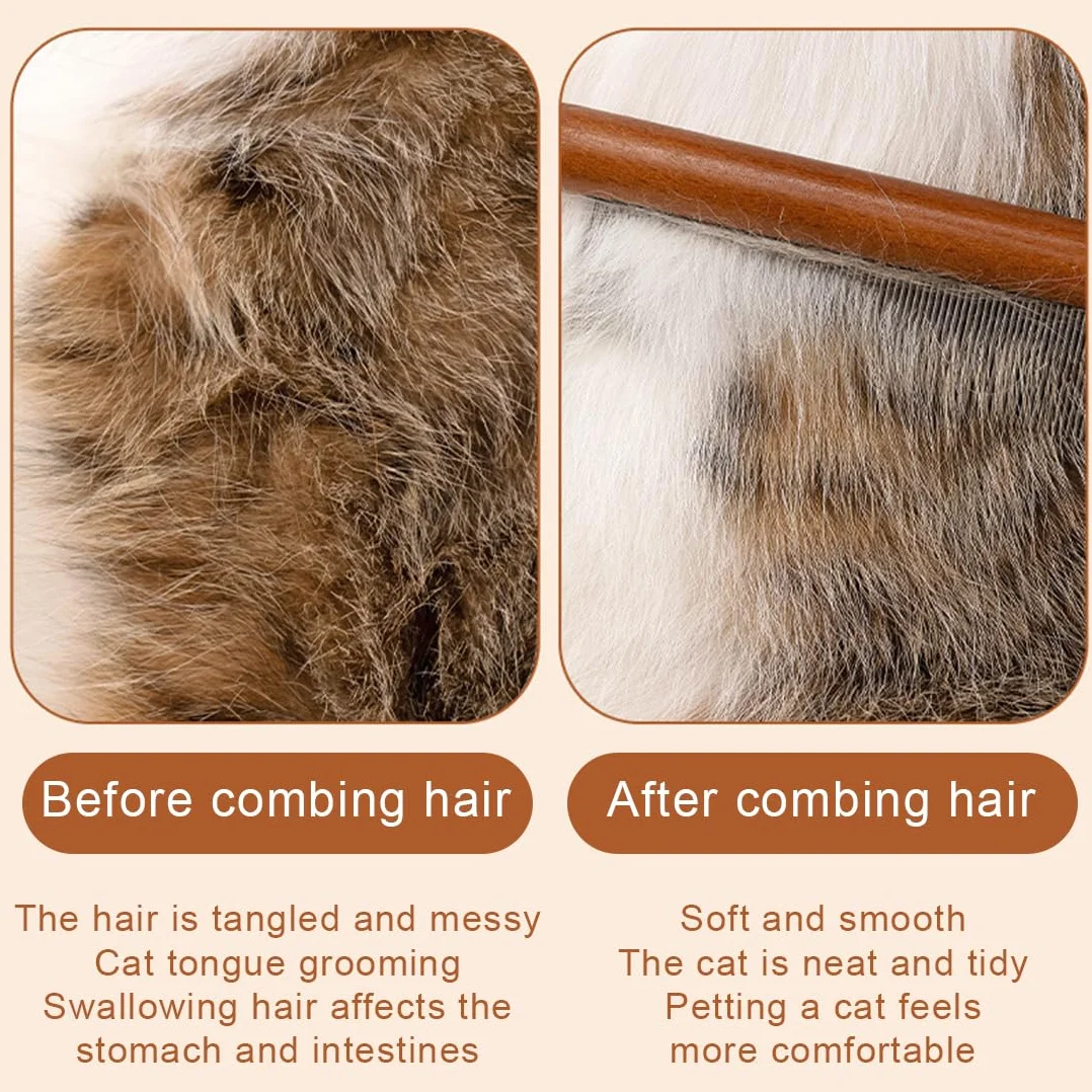 Brosse Chat Poil Long Acier Inoxydable 3 Pièces, Peigne Anti-Poil Noué