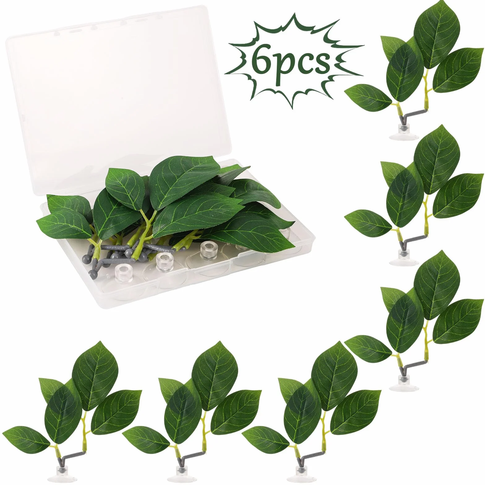Lot de 6 Hamacs en Feuilles Betta avec Ventouses pour Aquarium Décoration Réaliste