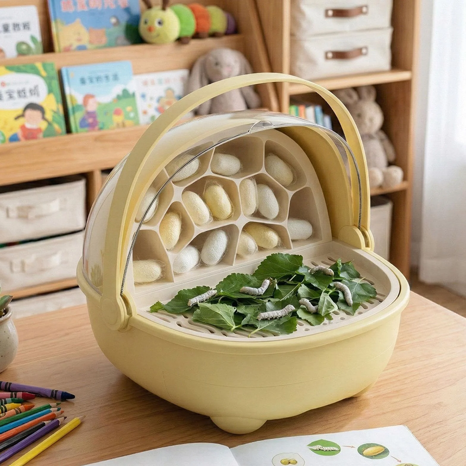 F Fityle Boîte d'élevage pour vers à soie, Cage d'incubation pour geckos, Jaune