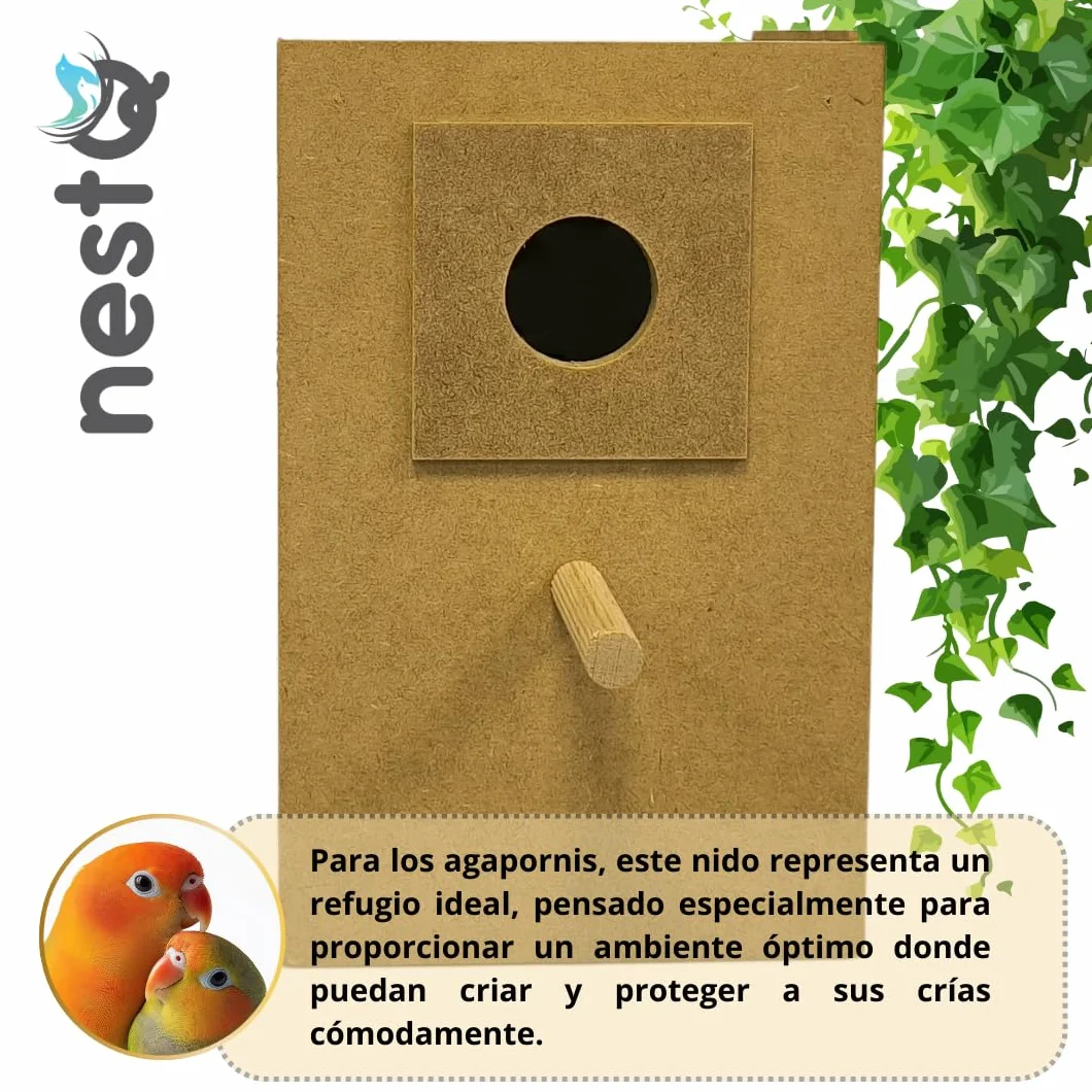 Nid Vertical pour Agapornis Inséparables, Abri d'élevage en Bois 28x18x18 cm