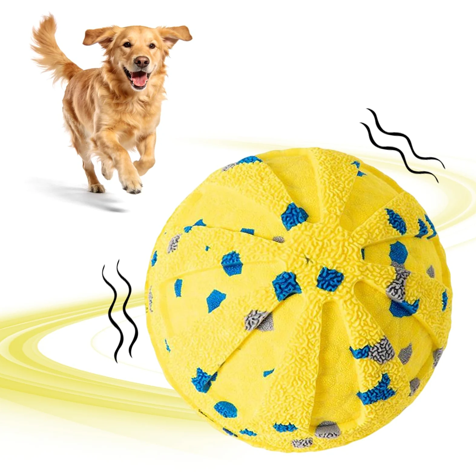 DFQ Balle interactive pour chien, jaune