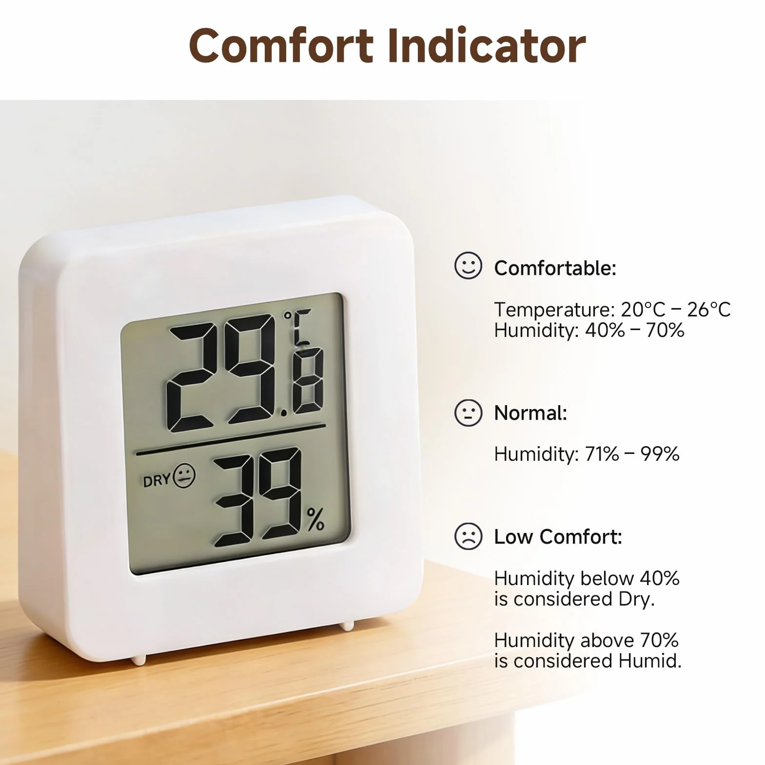 Lot de 4 petits thermomètres et hygromètres numériques d'intérieur - Moniteur de température/thermomètre d'intérieur