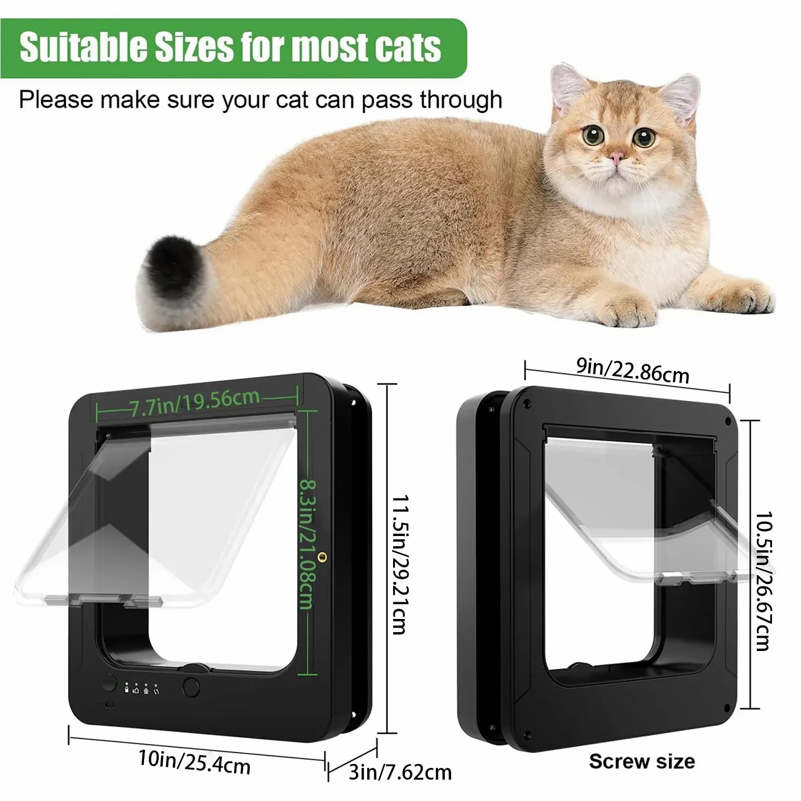 Porte Chat Puce Électronique Porte Intelligente pour Animaux avec | Ouverture À Battant Pour Chats Pour Extérieur Terrasse Balcon Couloir